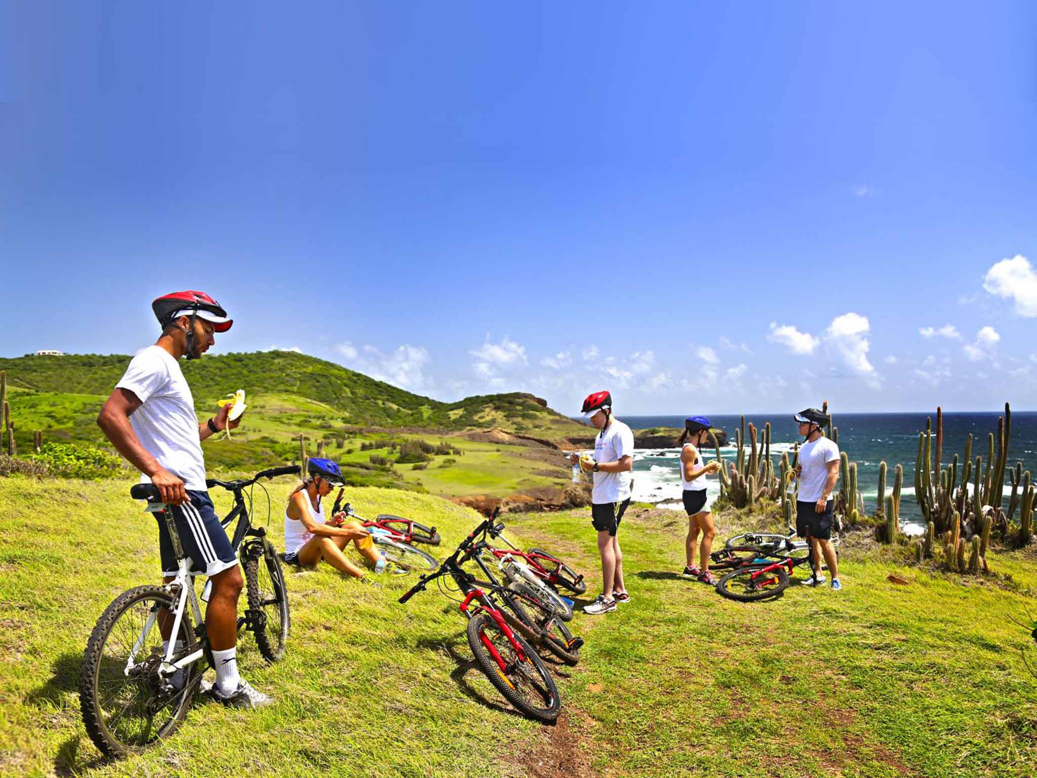 Pausing for a breather on a bike ride