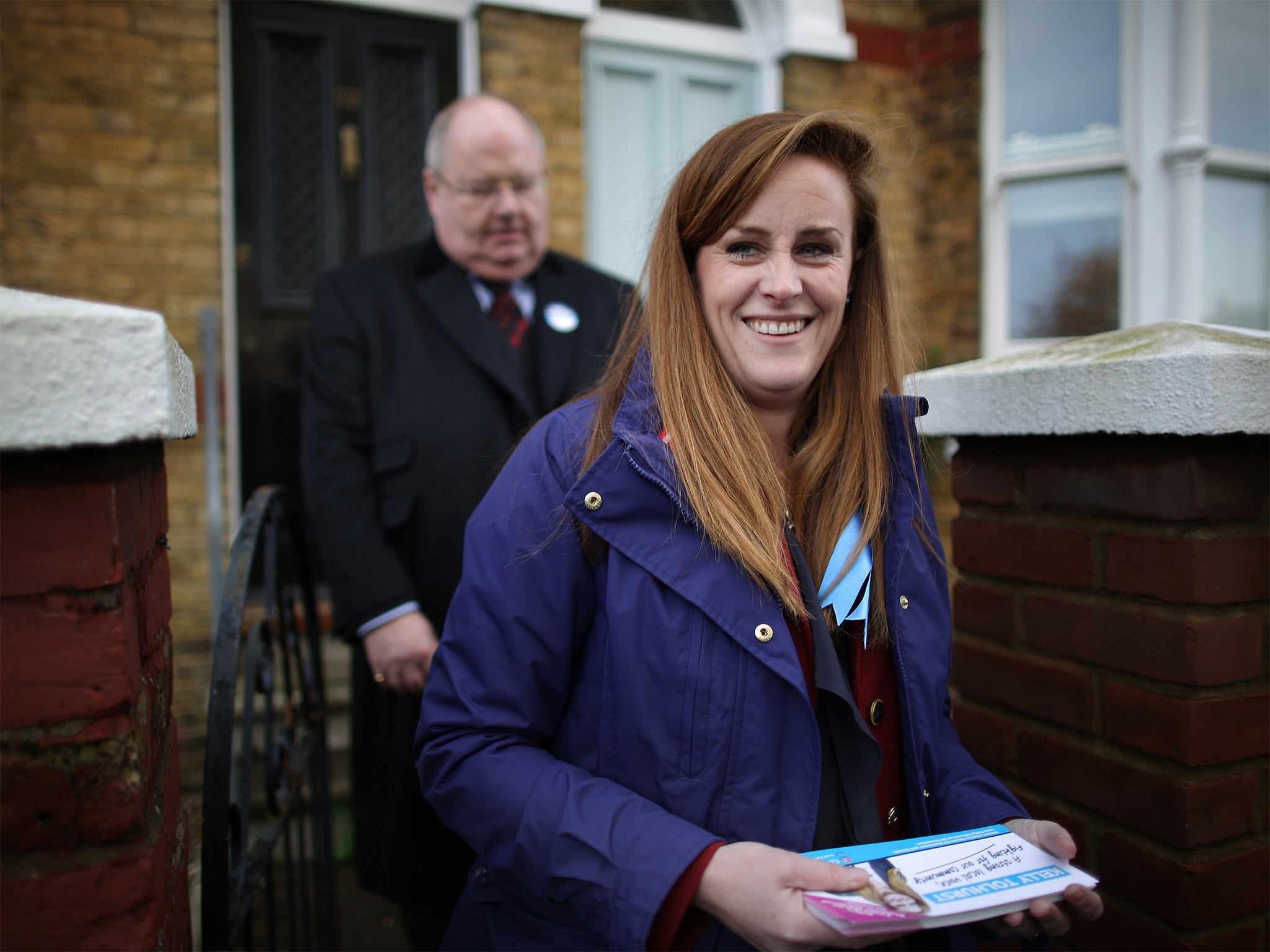 Conservative party candidate Kelly Tolhurst campaigning with Communities Secretary Eric Pickles (Getty)