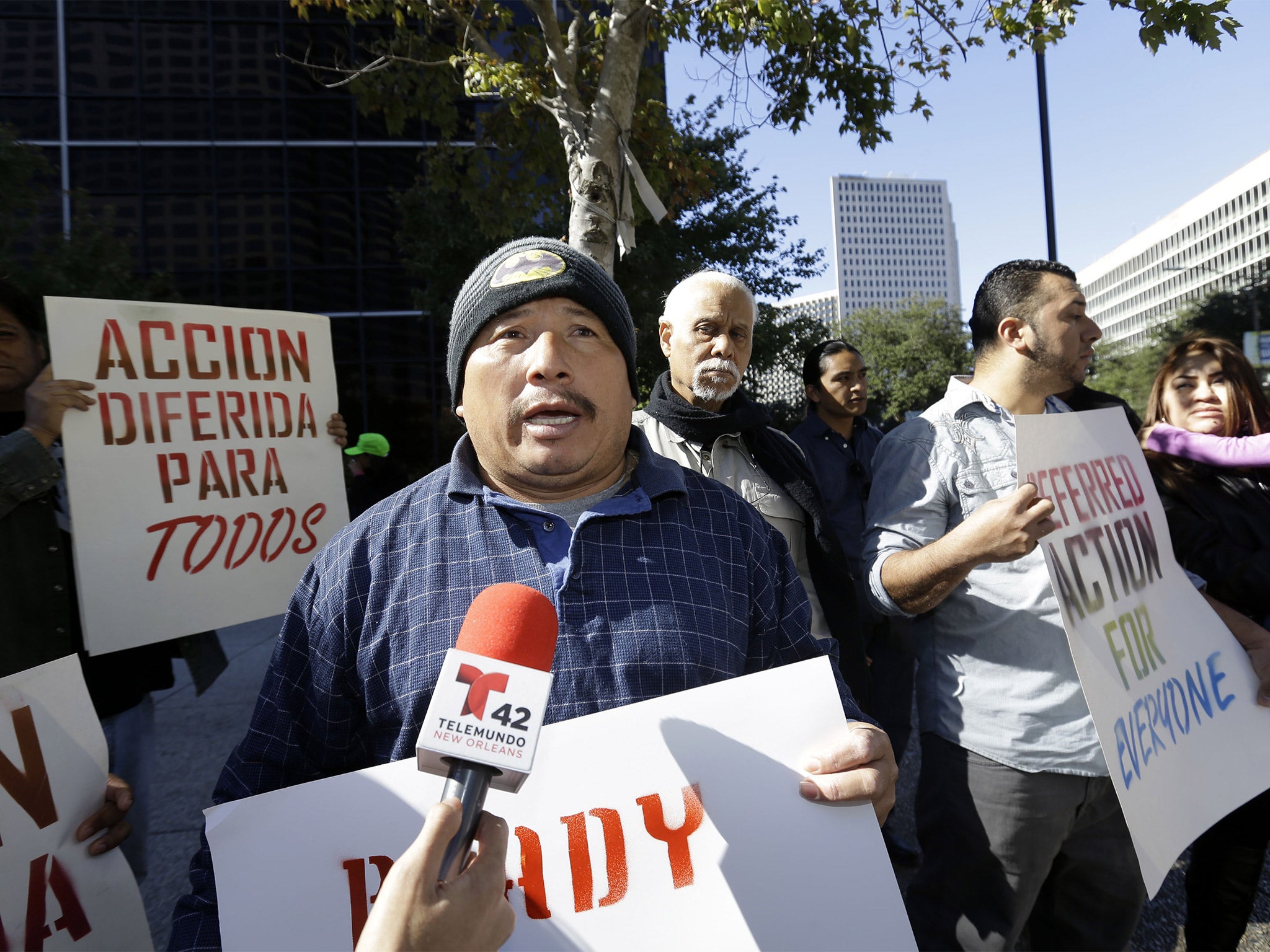 Immigrants and activists demonstrating in New Orleans