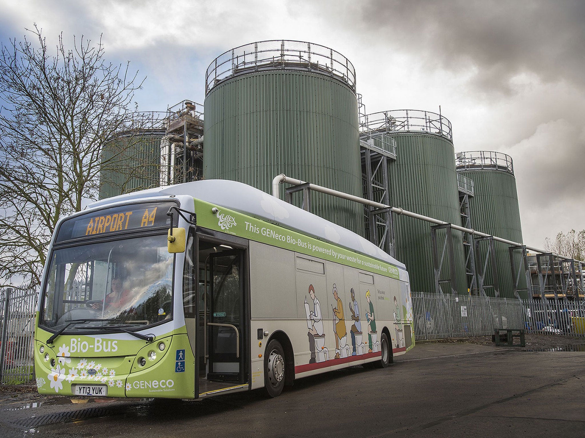 The Bio-Bus is powered entirely by human and food waste