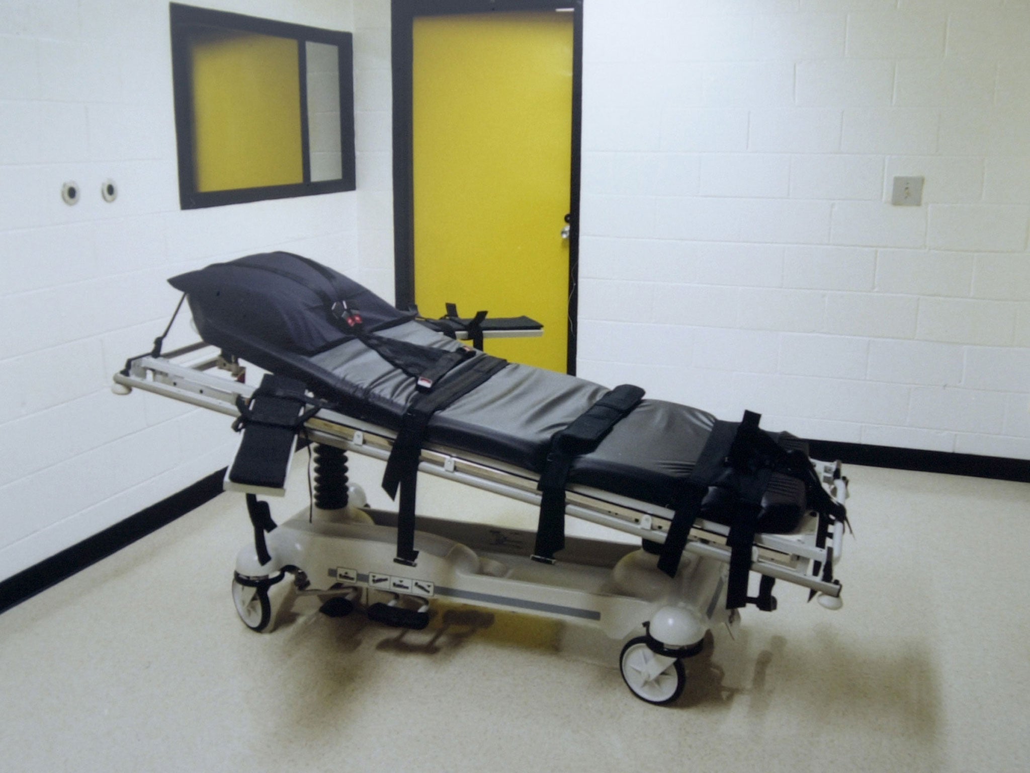 A bed in death chamber at a US prison where a lethal injection would be administered