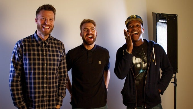 (From left) presenter Rick Edwards, who will chair the events, Michael Sani, managing director of Bite the Ballot, and SBTV founder Jamal Edwards, who is supporting the project.