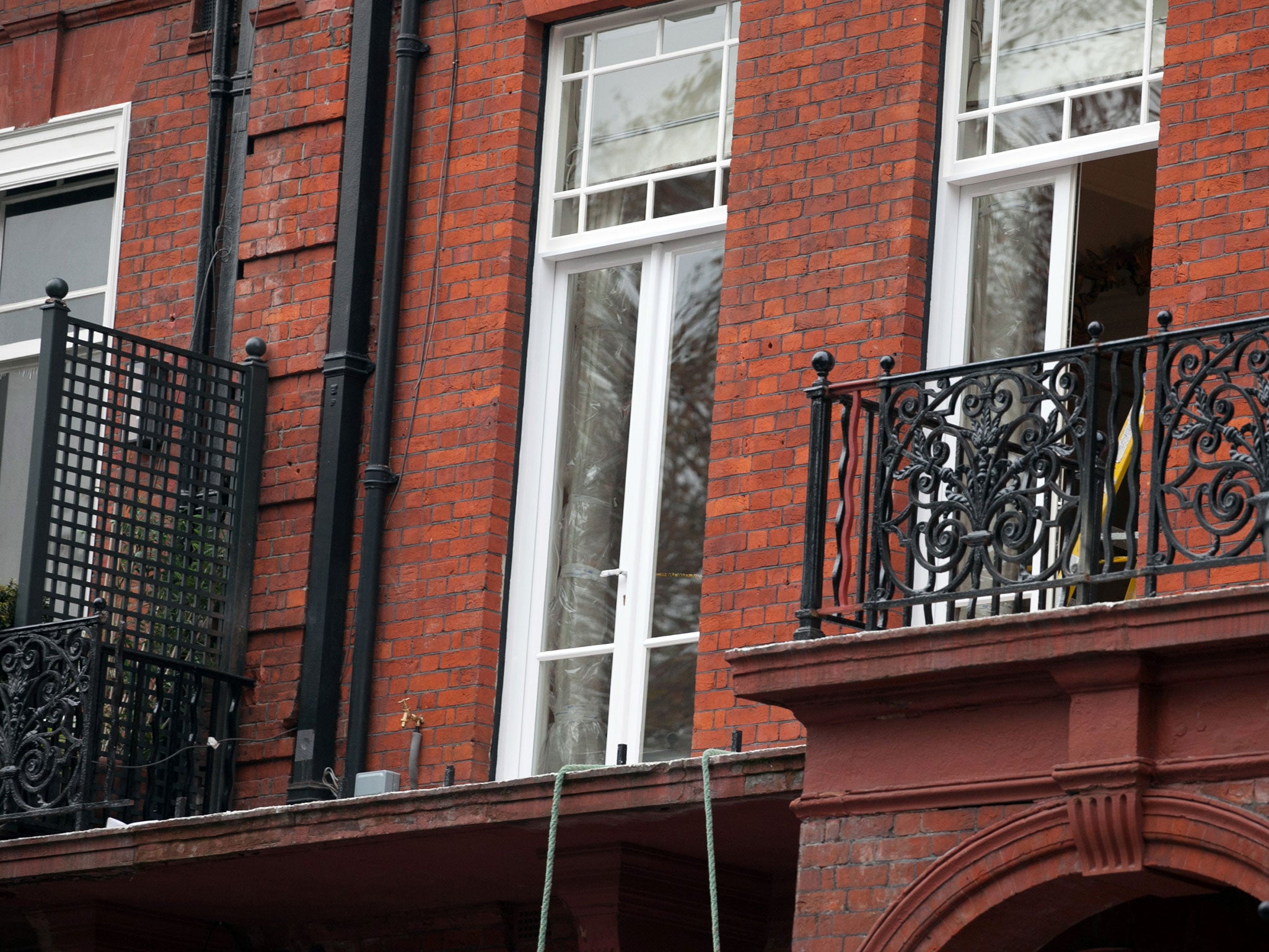 The scene in Cadogan Square after a balcony collapsed