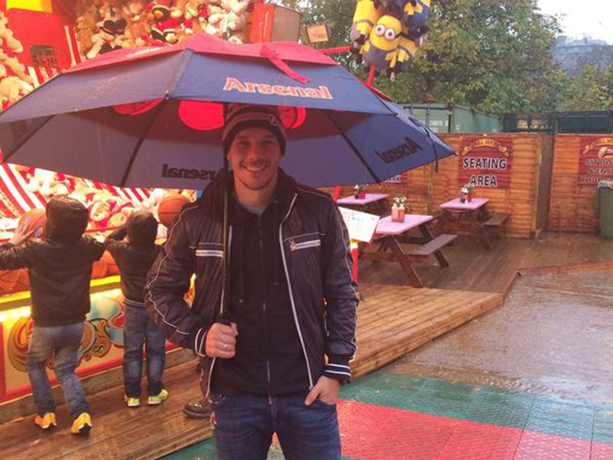 Arsenal forward Lukas Podolski pictured at Winter Wonderland