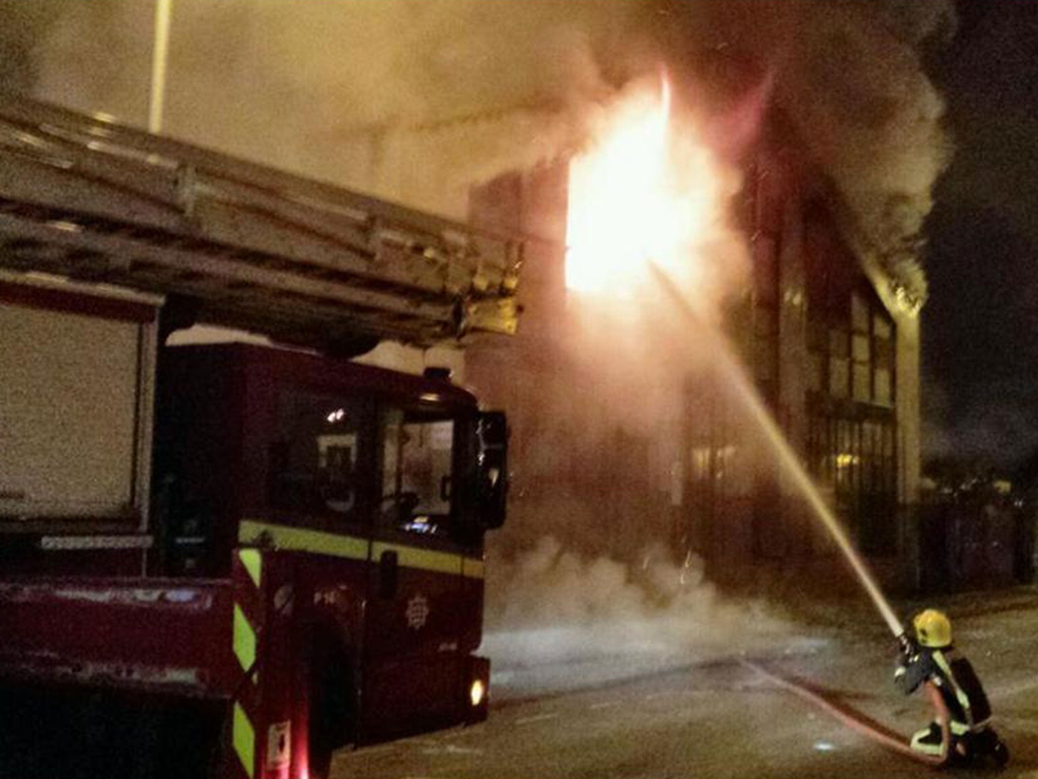 Firefighters tackling the blaze at Archway Sheet Metals on 25 November