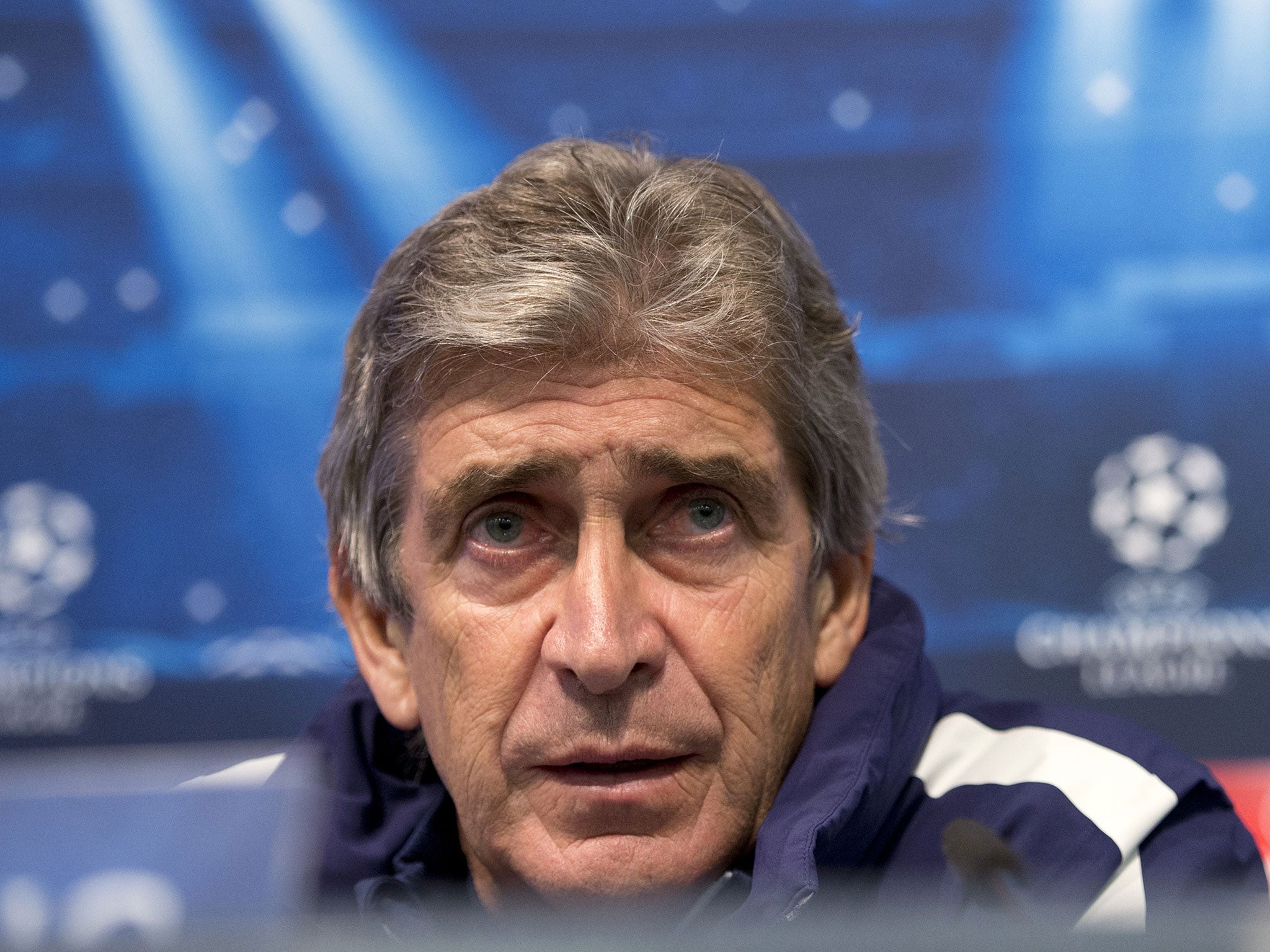 Manchester City's Chilean manager Manuel Pellegrini addresses a press conference at the Etihad Stadium following a team training session in Manchester, north west England, on November 24, 2014.