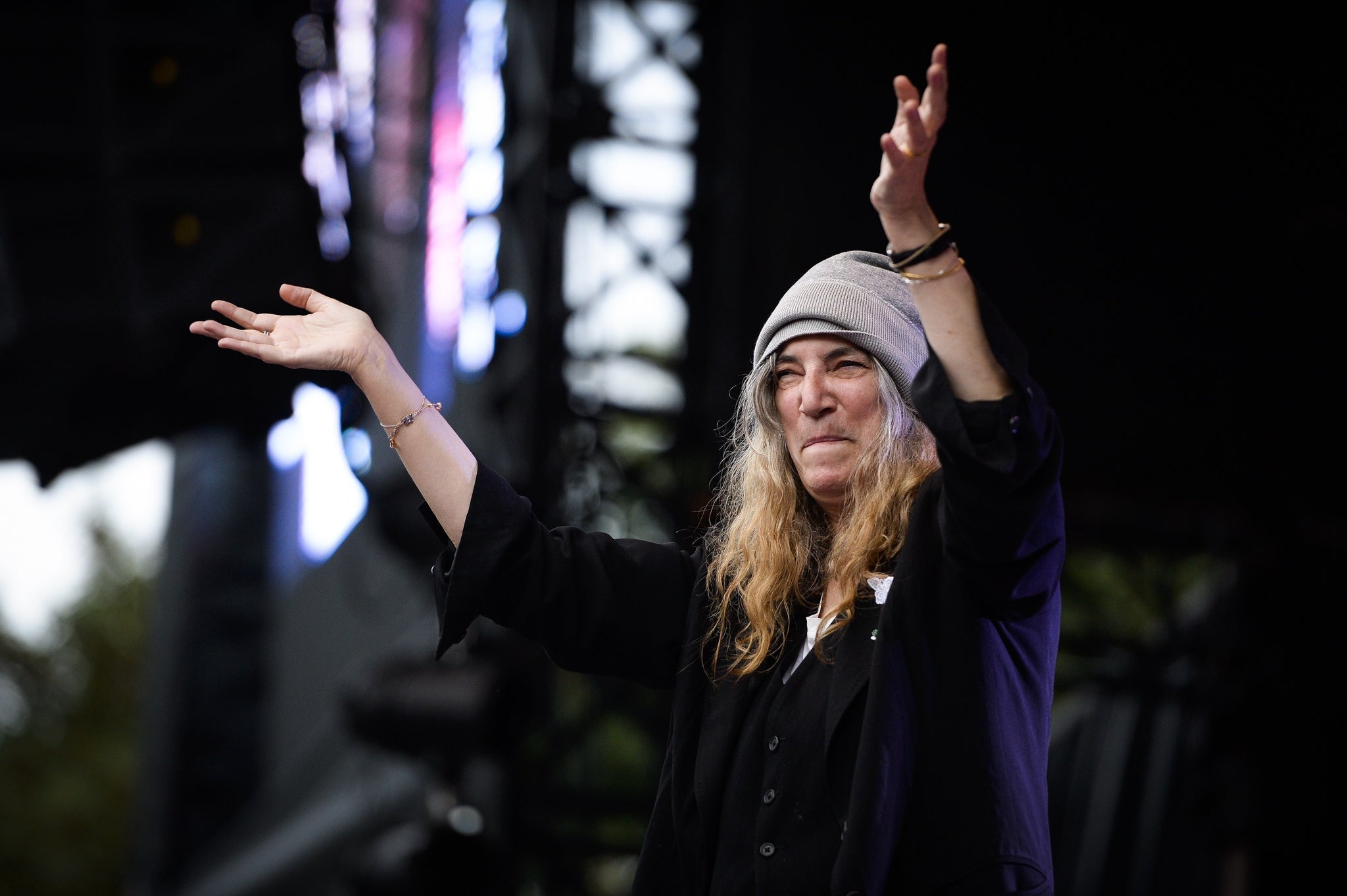 Patti Smith performing on stage in Brussels