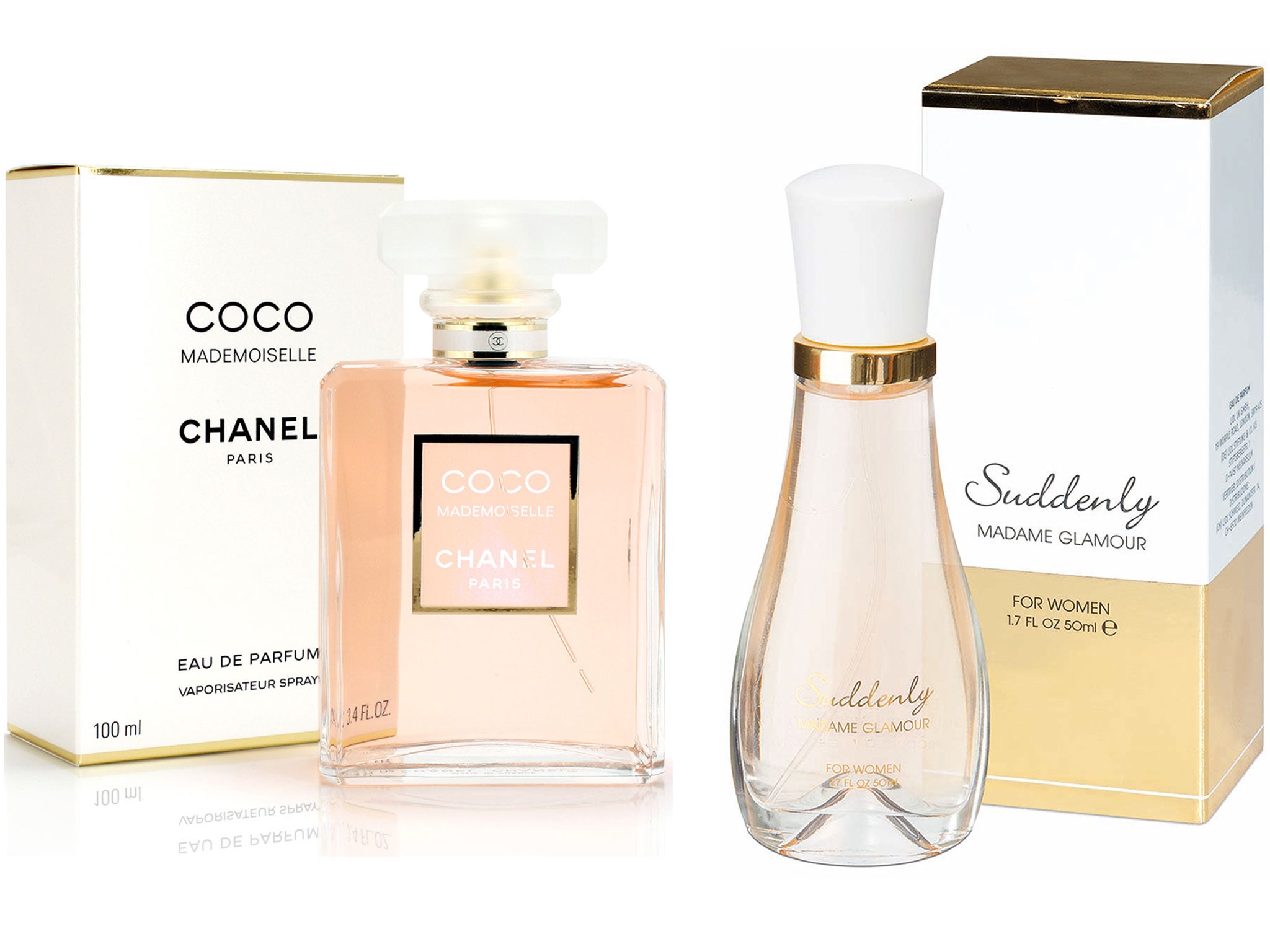 Chanel's Coco Mademoiselle (left), Lidl's Suddenly Madame Glamour