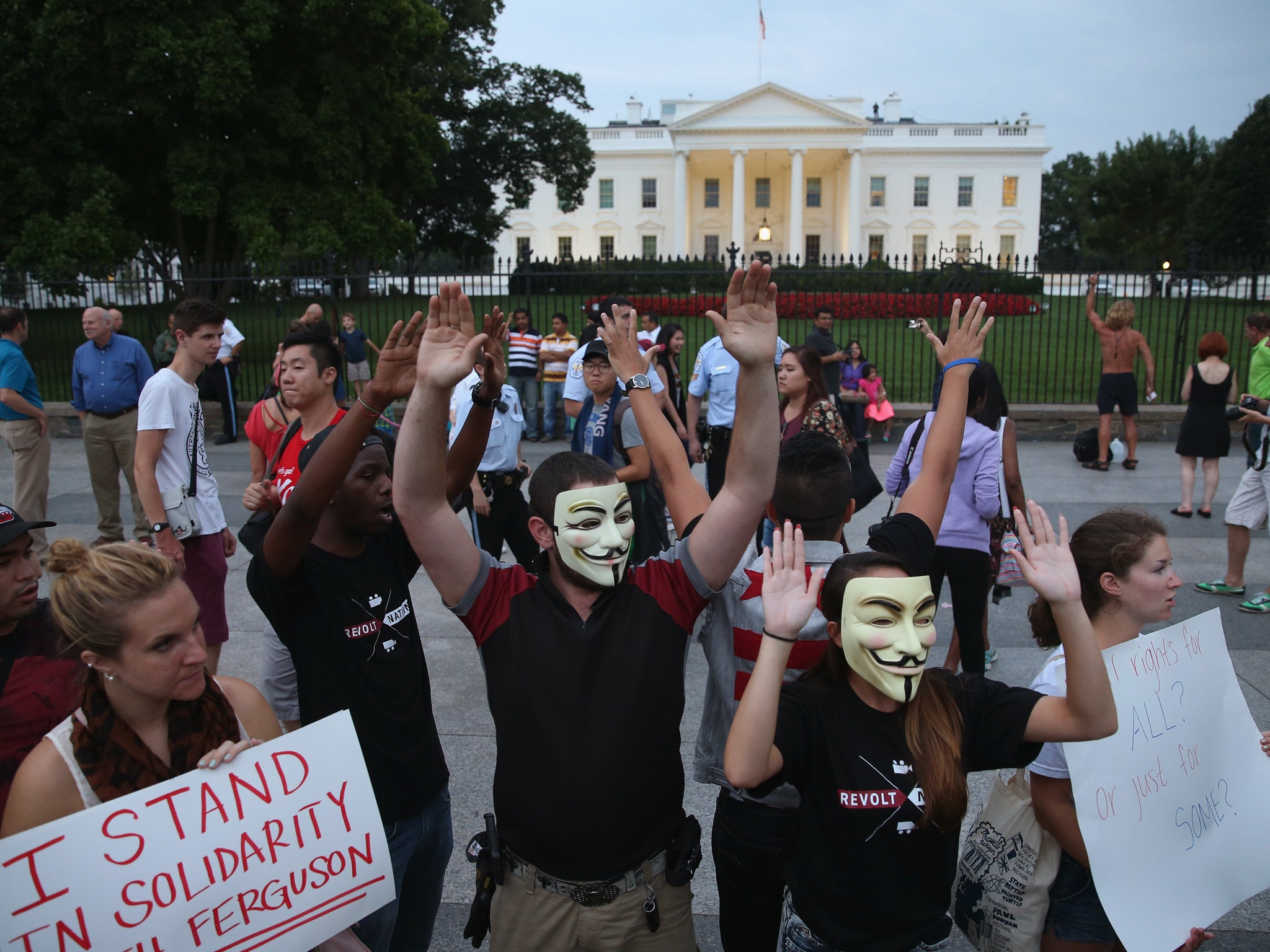 Activists aligning themselves with Anonymous have been supporting protests since their beginning, under the #OpFerguson banner