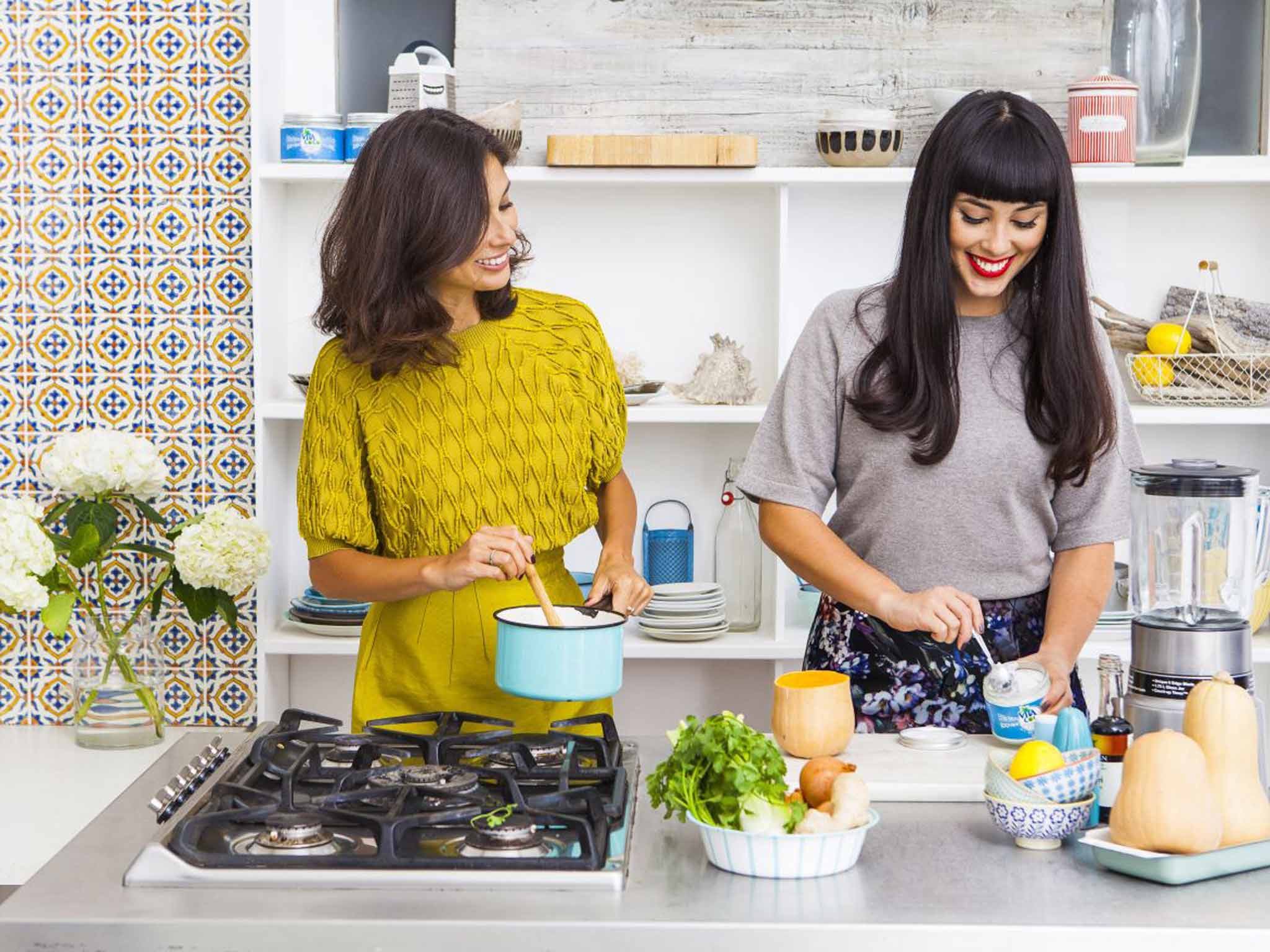 Nature's bounty: Jasmine and Melissa Hemsley and a jar of Vita Coco coconut oil