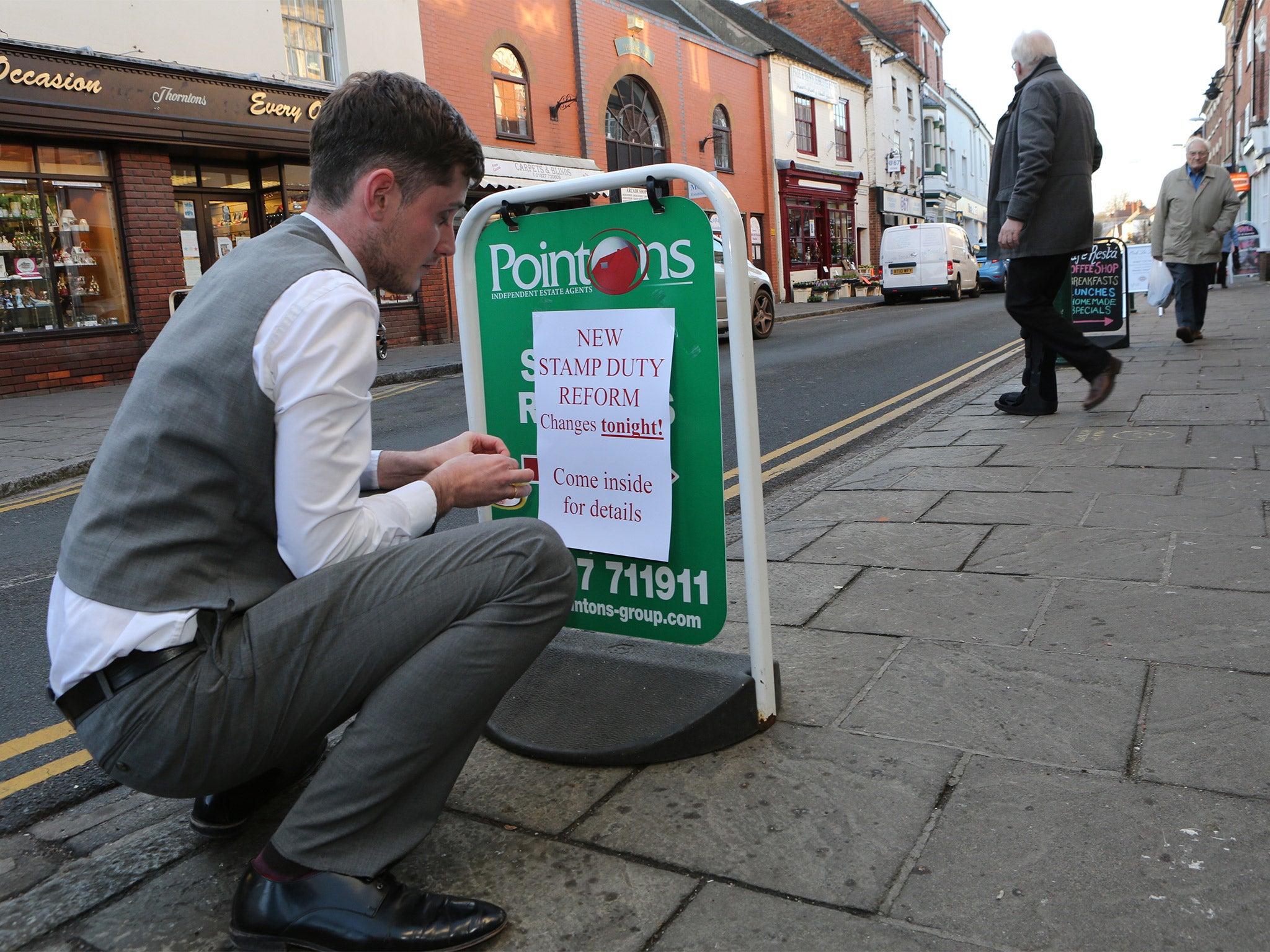 The Pointons estate agent Chris Tremlett posting news of the changes in Atherstone