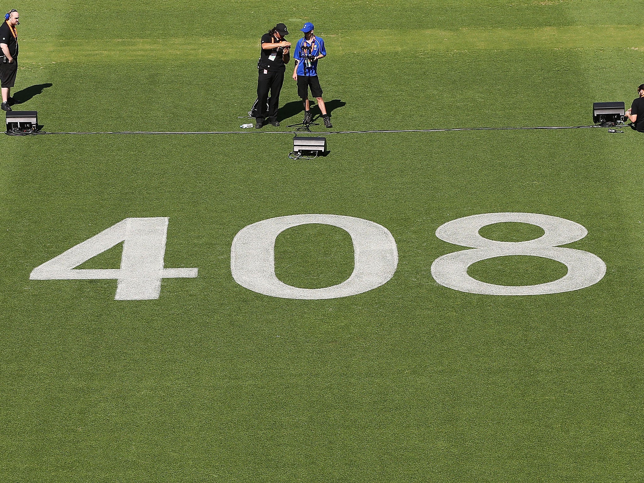 408, the number allocated to former Australian batsman Phillip Hughes, is laid down on the Adelaide Oval surface