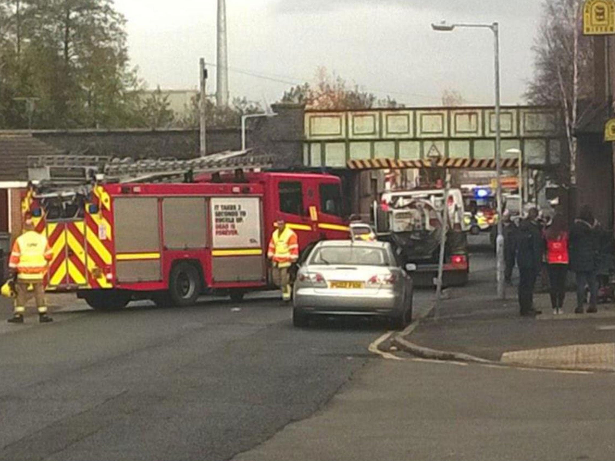 The rail replacement bus had its roof ripped off. Picture: Tom Munns