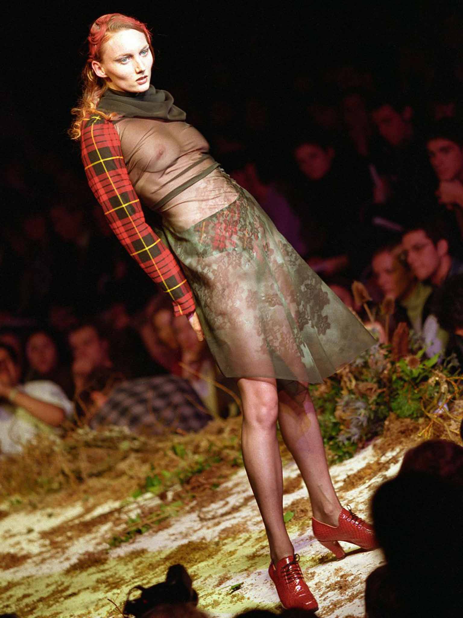 A tartan and sheer design from 'Highland
Rape'