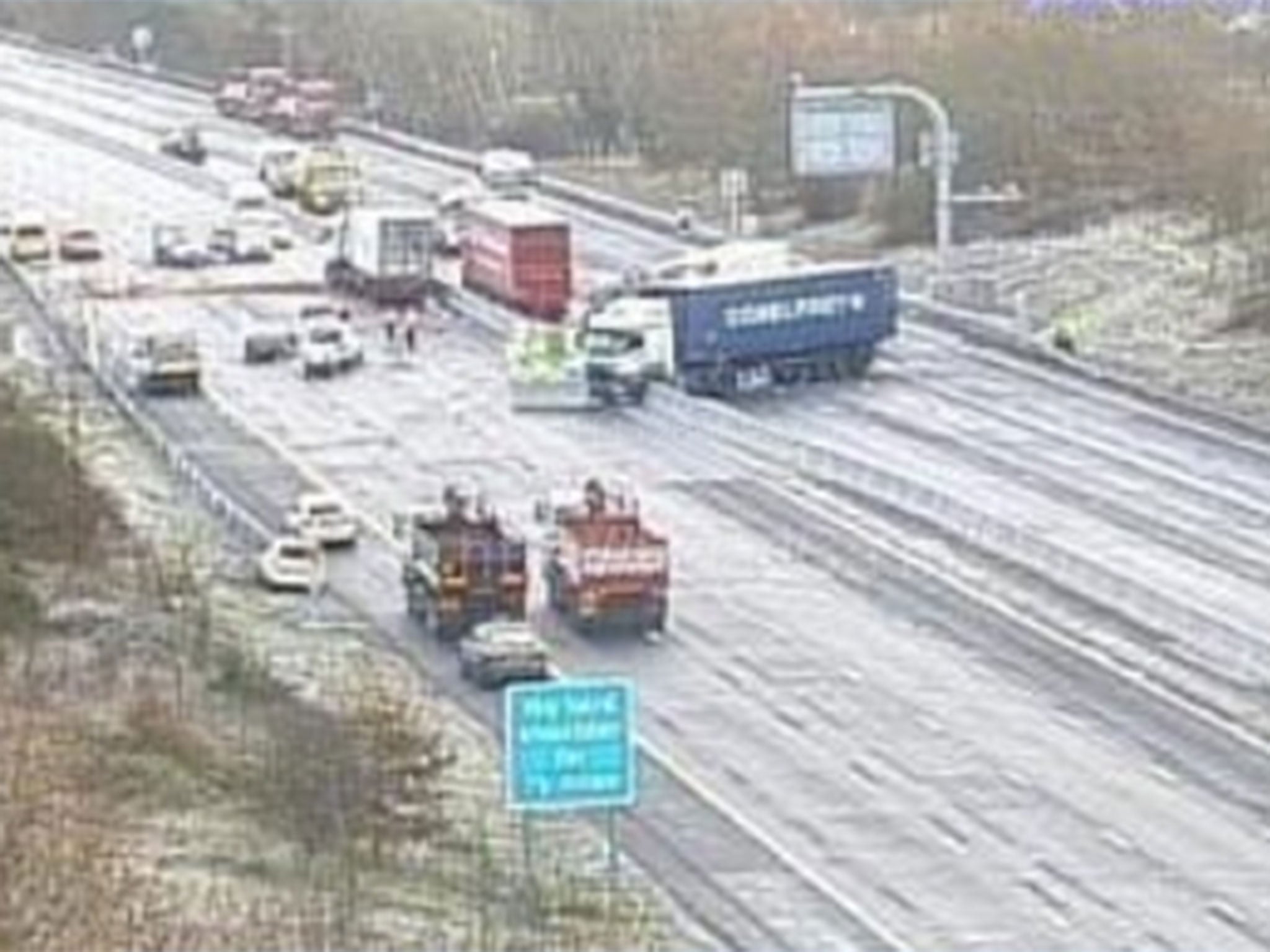 Traffic camera CCTV image showing the aftermath of the incident at junction 26