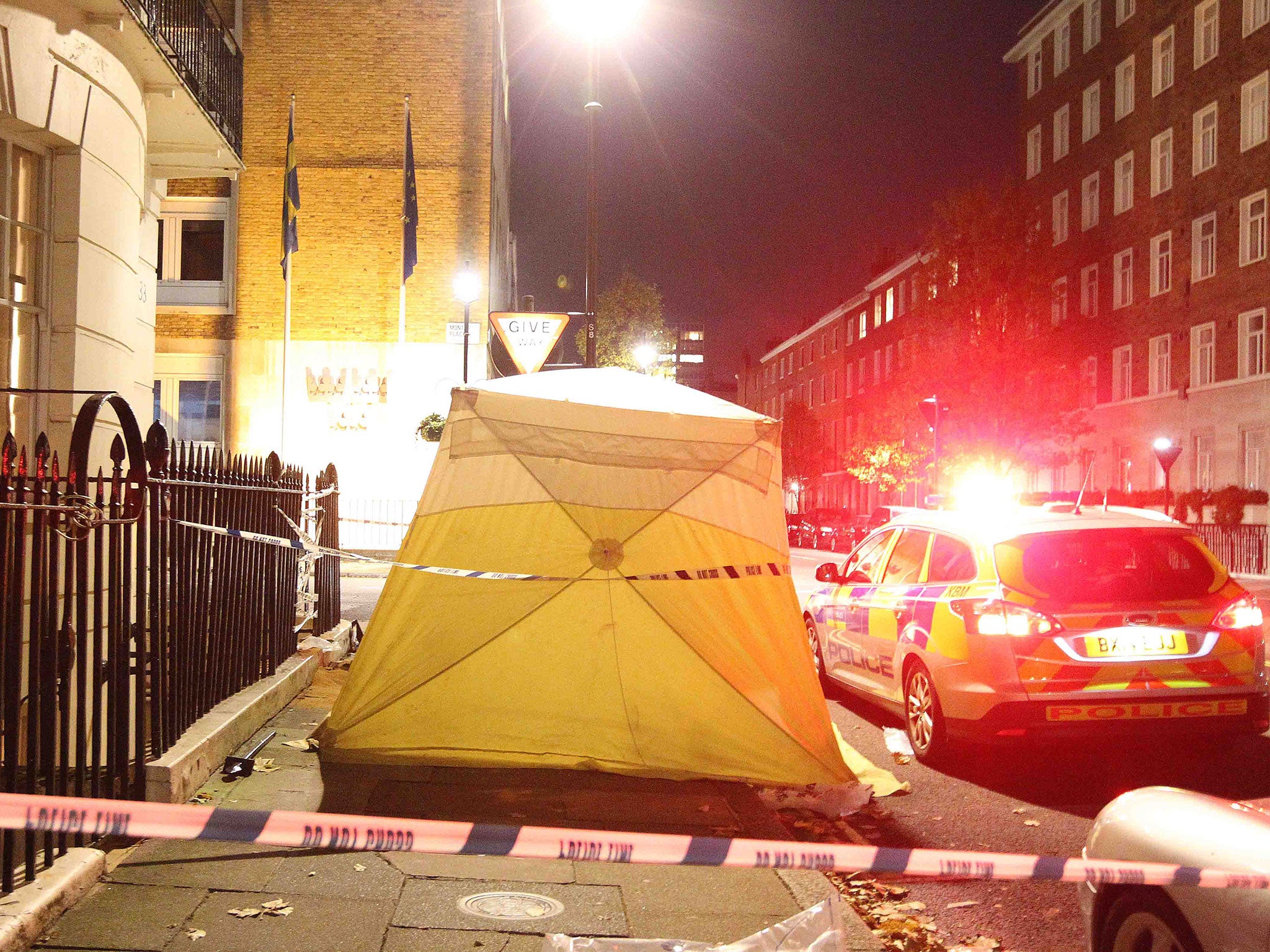 The scene at Montagu Square in Marylebone