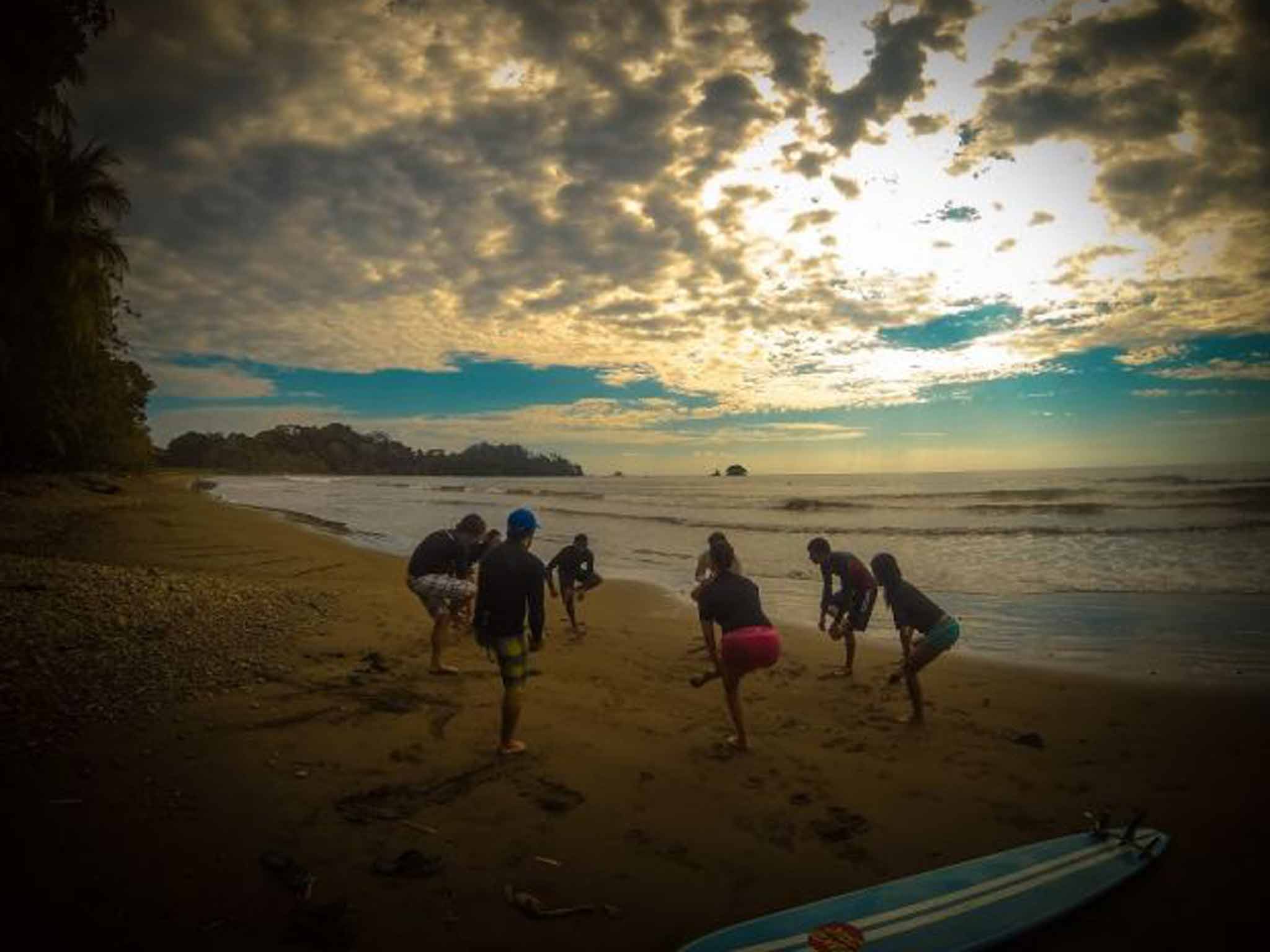 A lesson at the Kalon Surf School