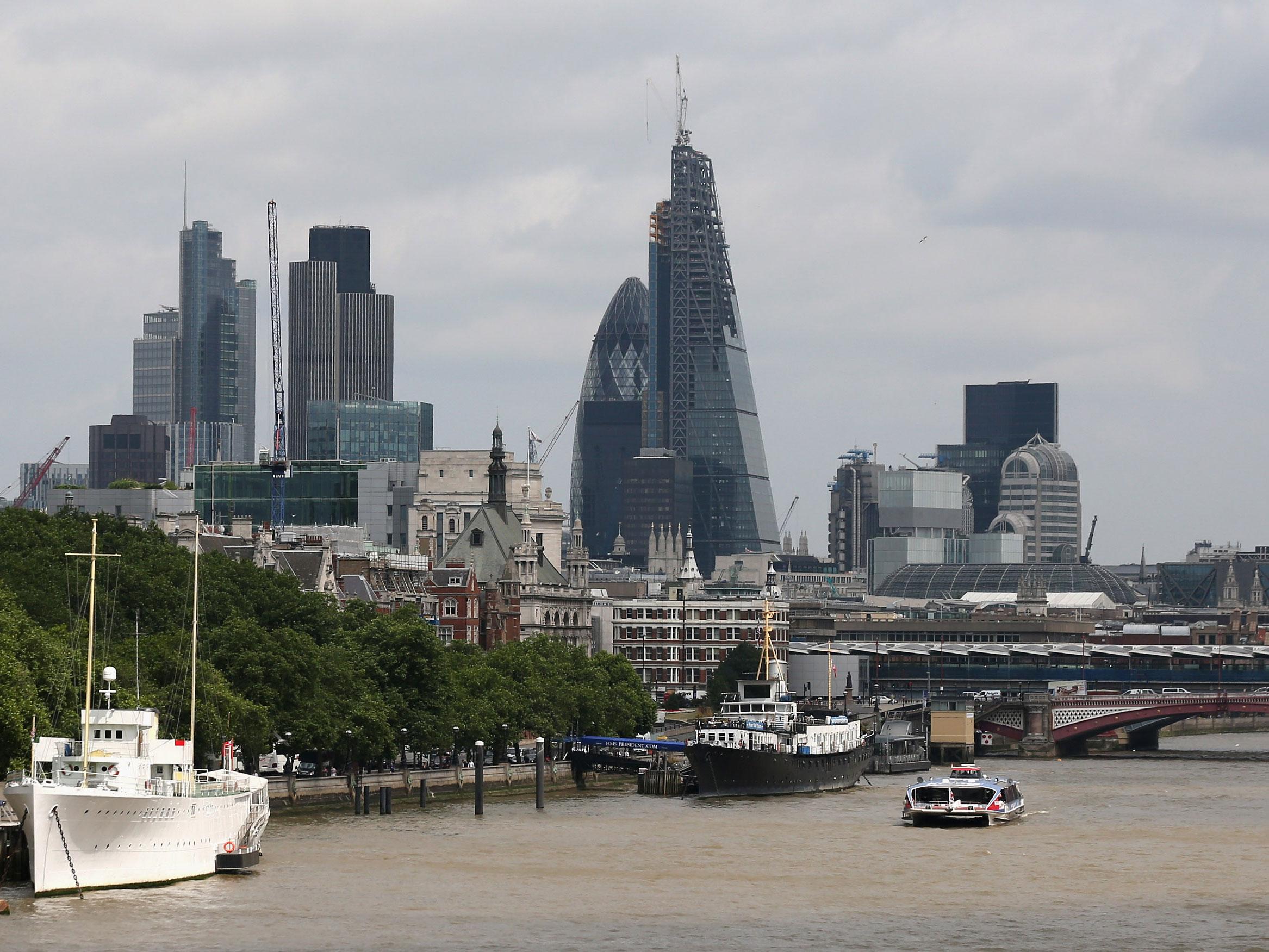 The skyline of the City of London