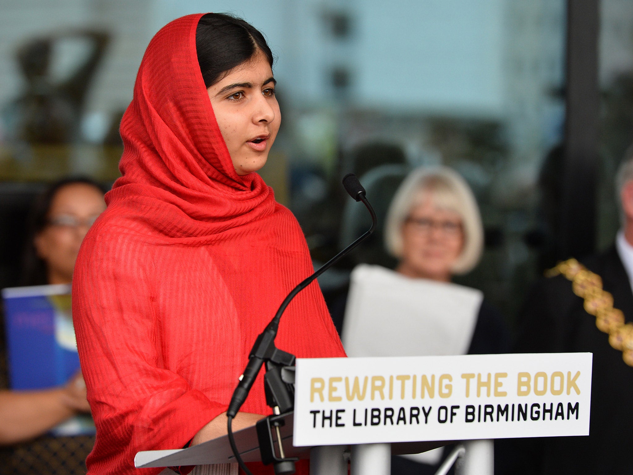 Malala Yousafzai at the official opening of the Library of Birmingham last year (Getty)