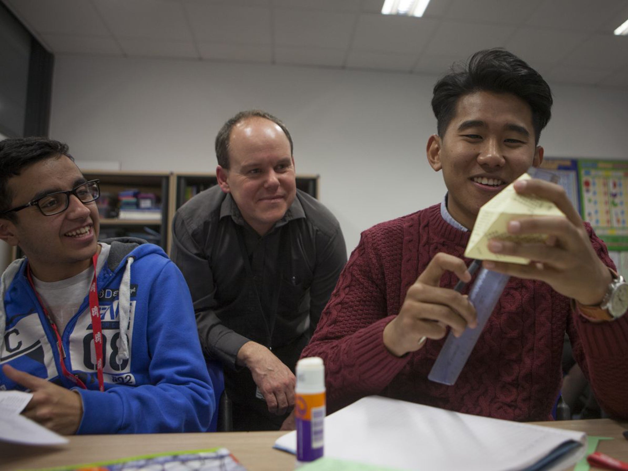 Mastering maths: Greg Bason with students