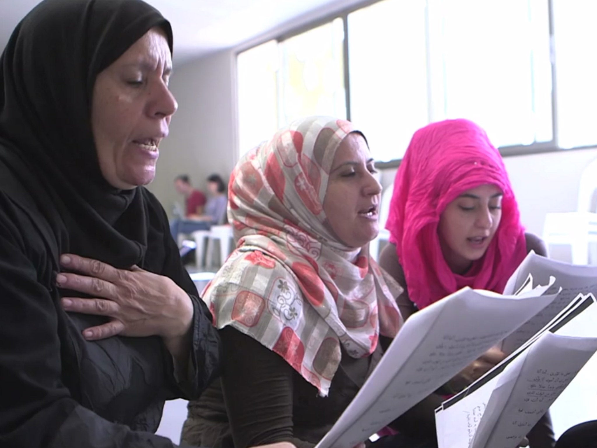 The women reading through their lines