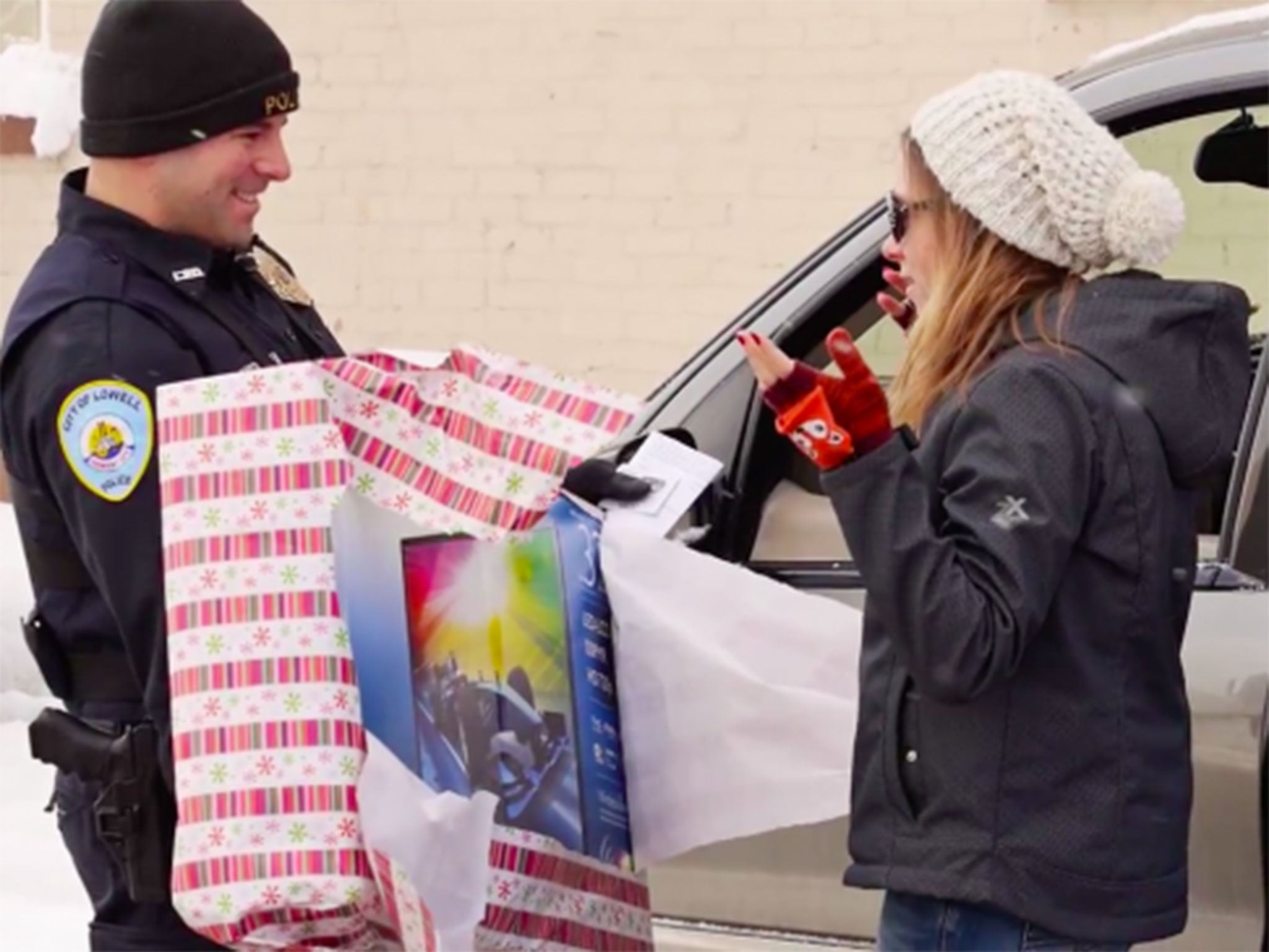 Among the gifts to be given to the stunned drivers included an Xbox One, a flat screen TV and an assortment of toys for the drivers’ children