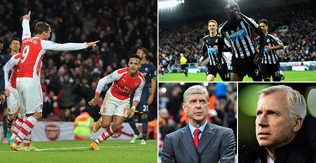 Alexis Sanchez, Papiss Cisse, Arsene Wenger and Alan Pardew