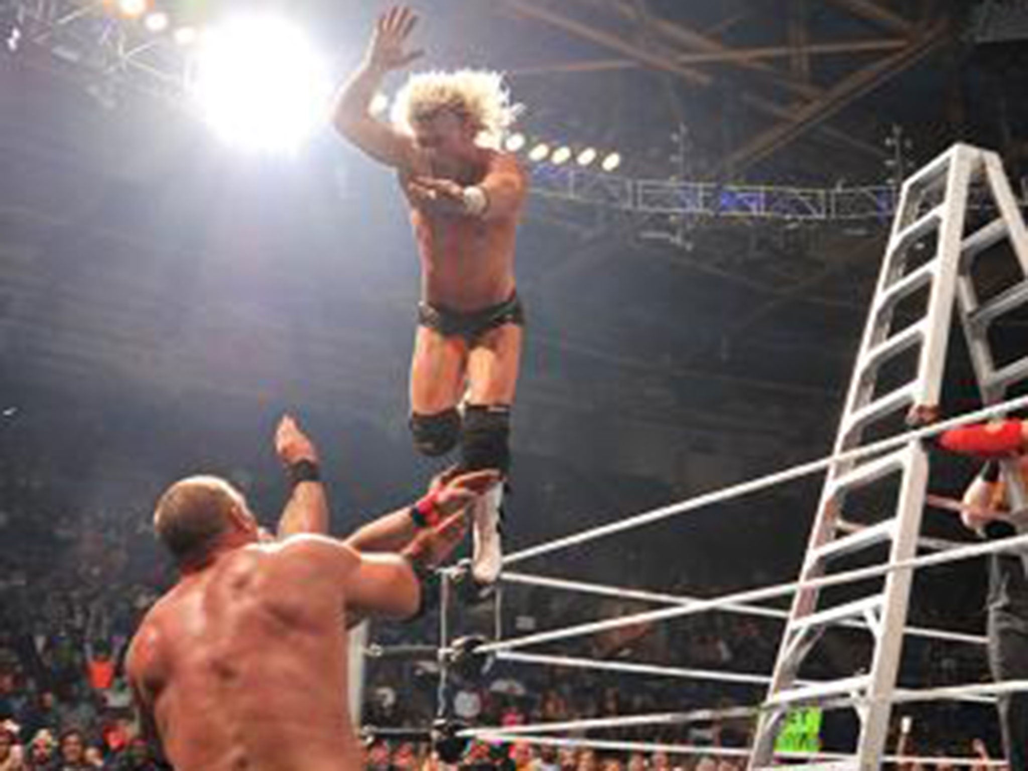 Ziggler leads from the top of the ladder into Kane, Big Show and Harper