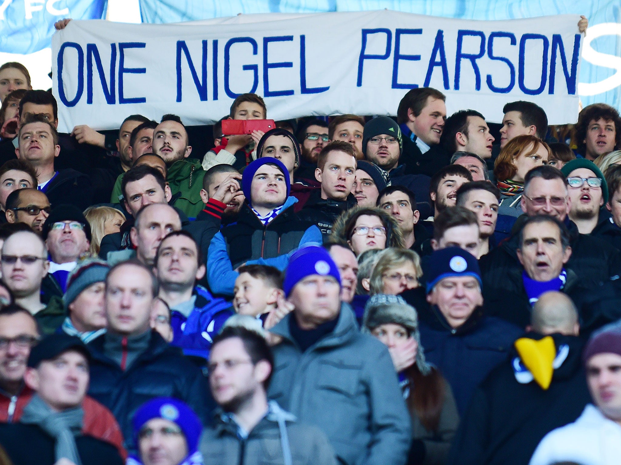 Leicester fans remain defiant in their support of Nigel Pearson