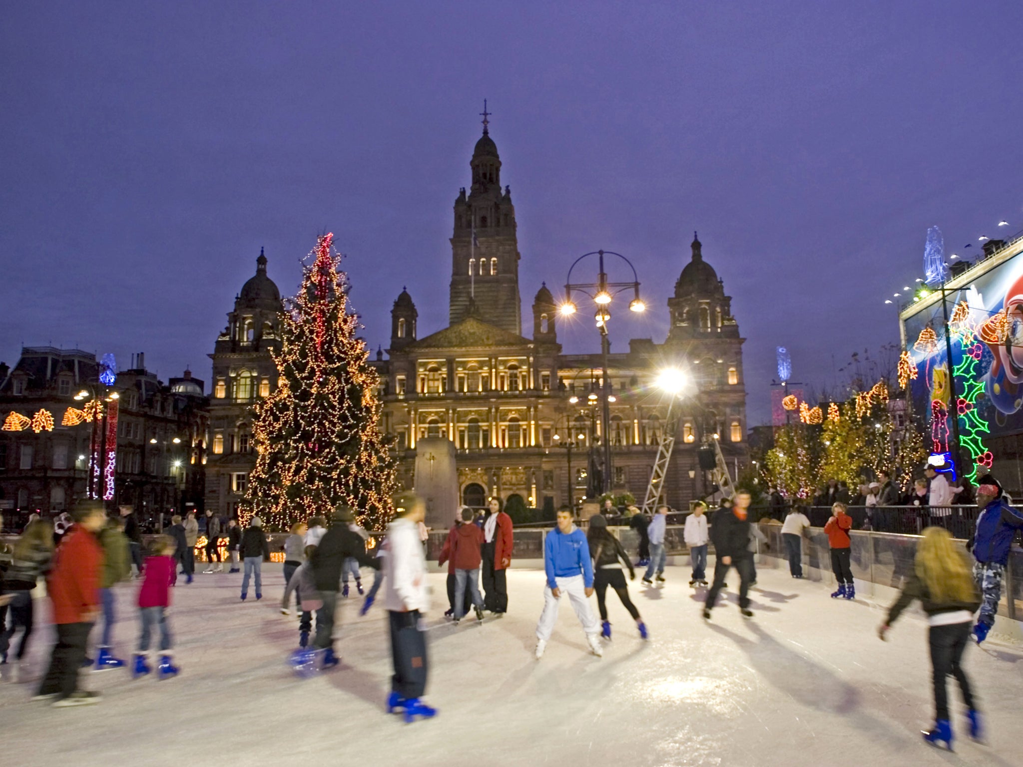 Ice skating in George Square, Glasgow