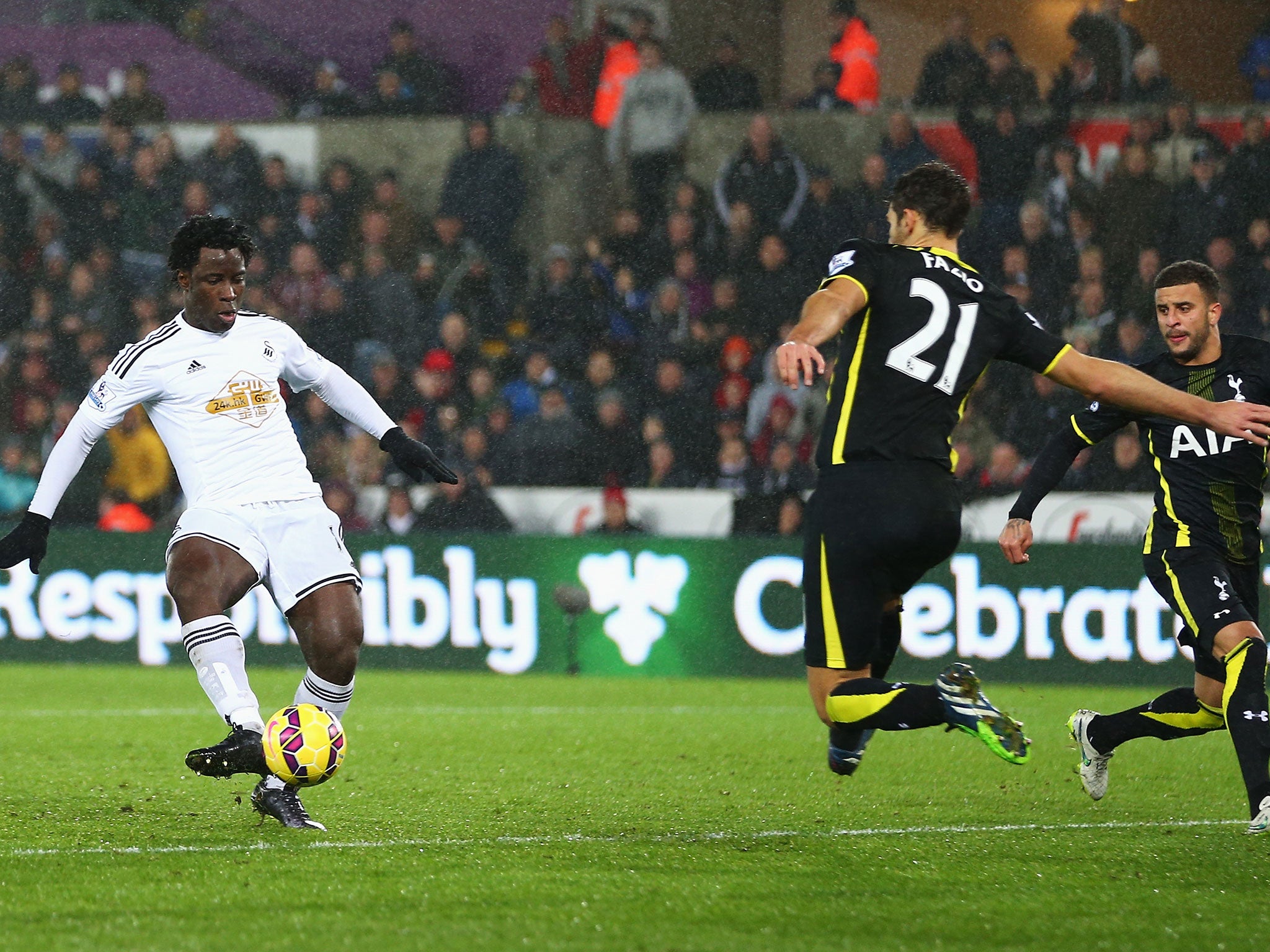 Wilfried Bony hits Swansea's equaliser