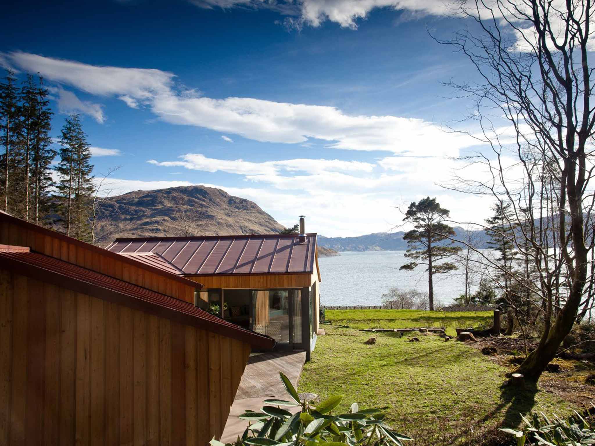 The wood-clad Hide overlooks Loch Nevis