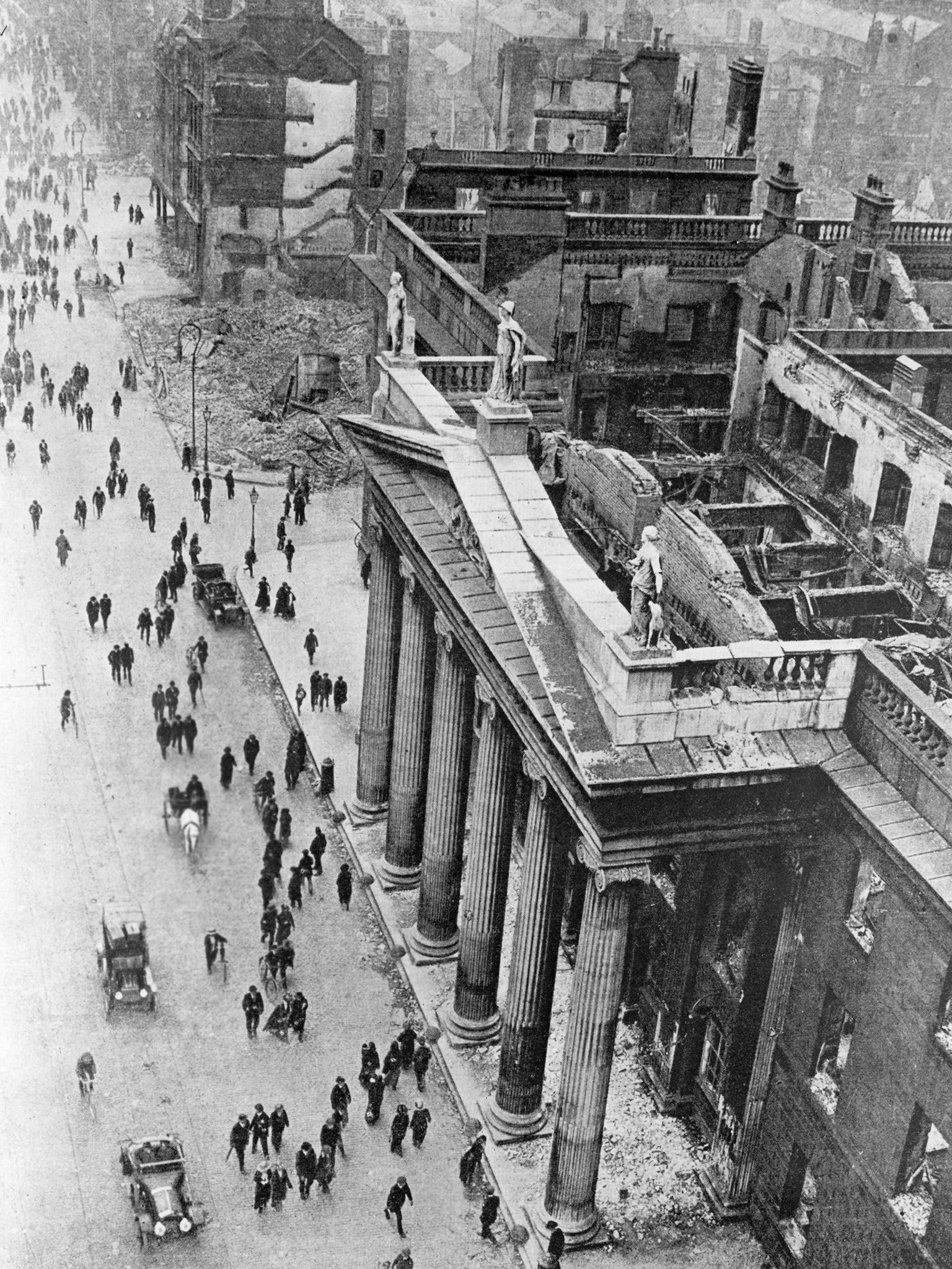 The remains of the General Post Office in Dublin after the Easter Rising.