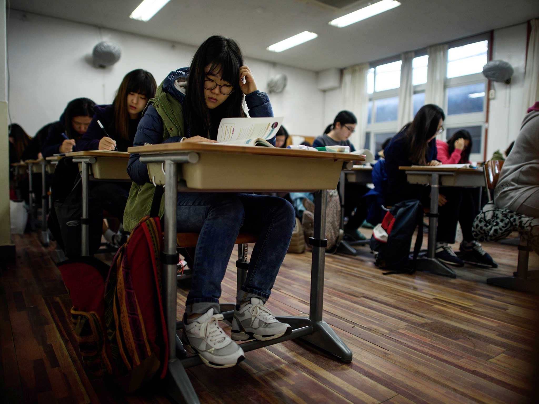 Students in a South Korean school