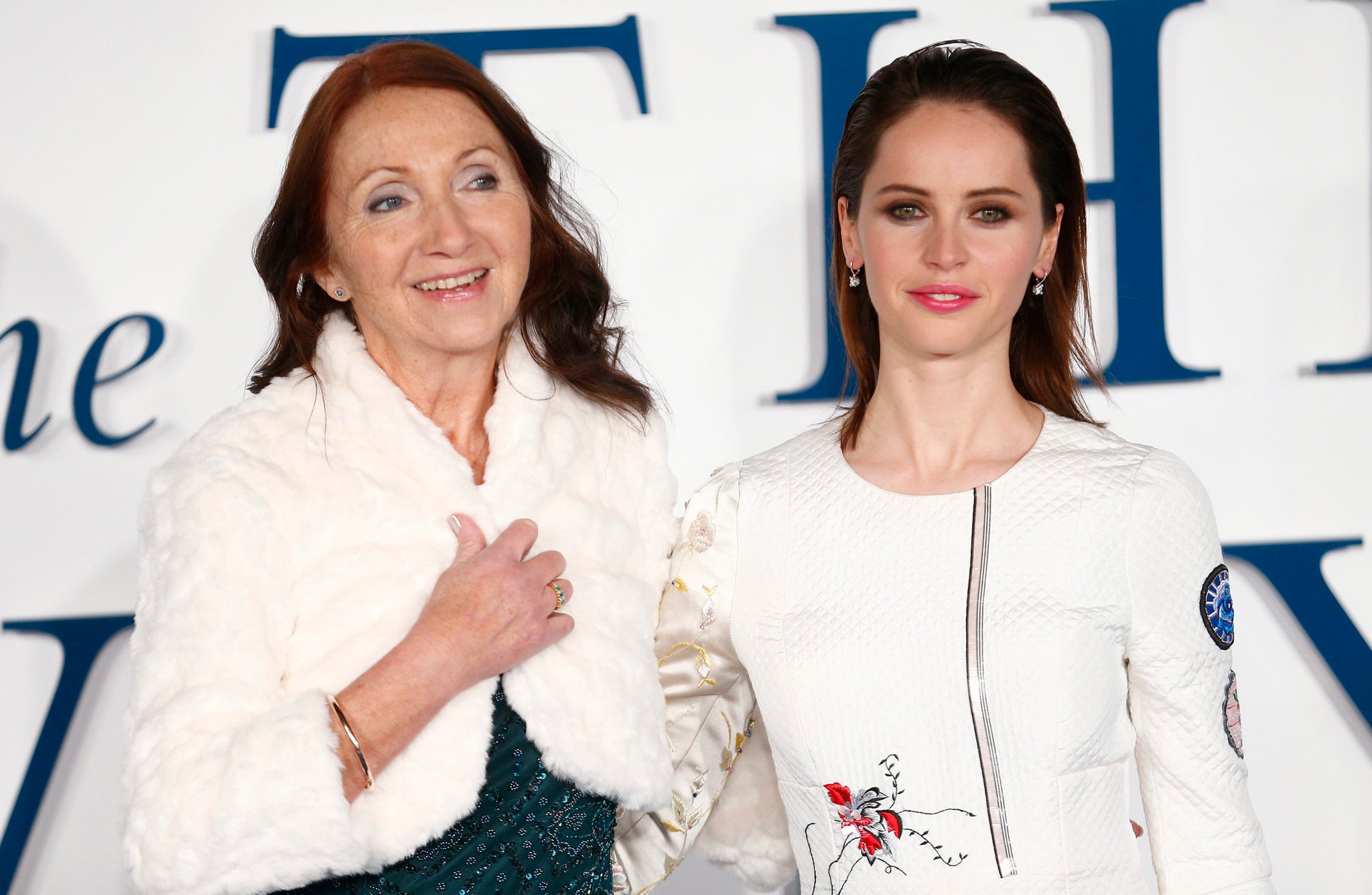 Stephen Hawking's first wife Jane Wilde (left) played by Felicity Jones (right) in The Theory of Everything