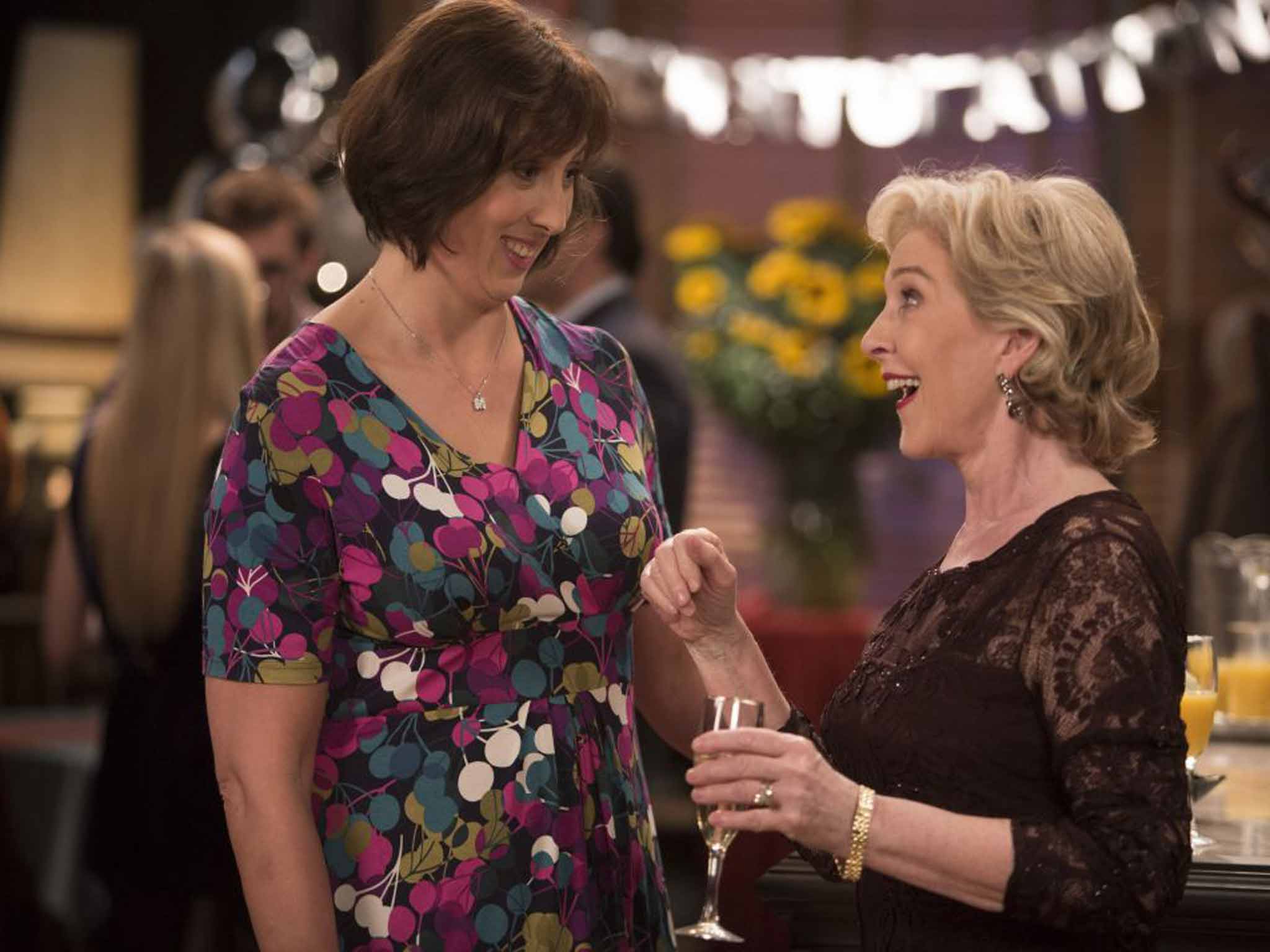 With Penny, played by Patricia Hodge