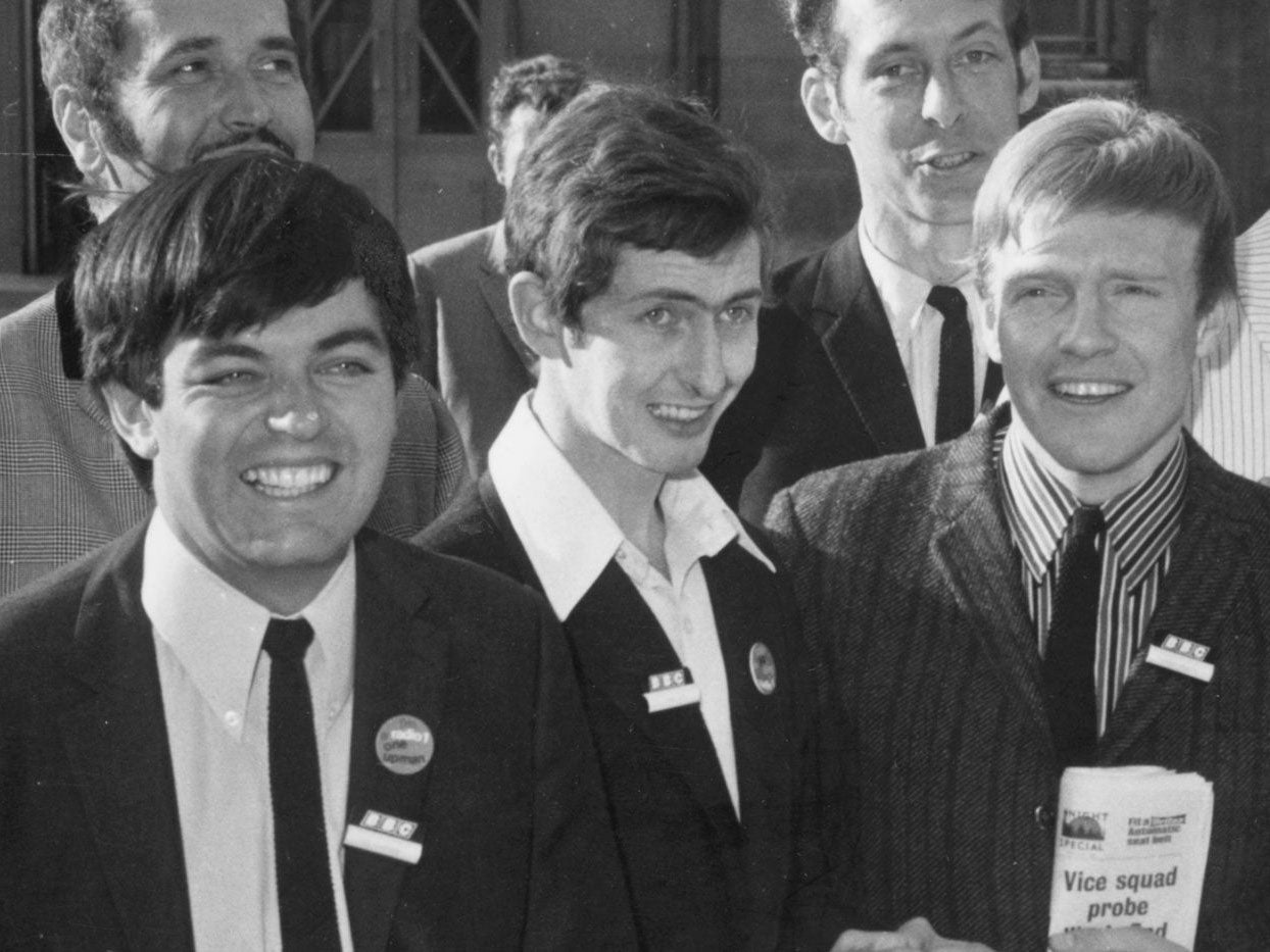 Chris Denning pictured in 1967 (L to R) Pete Drummond, Mike Raven, Tony Blackburn, Dave Cash, Chris Denning