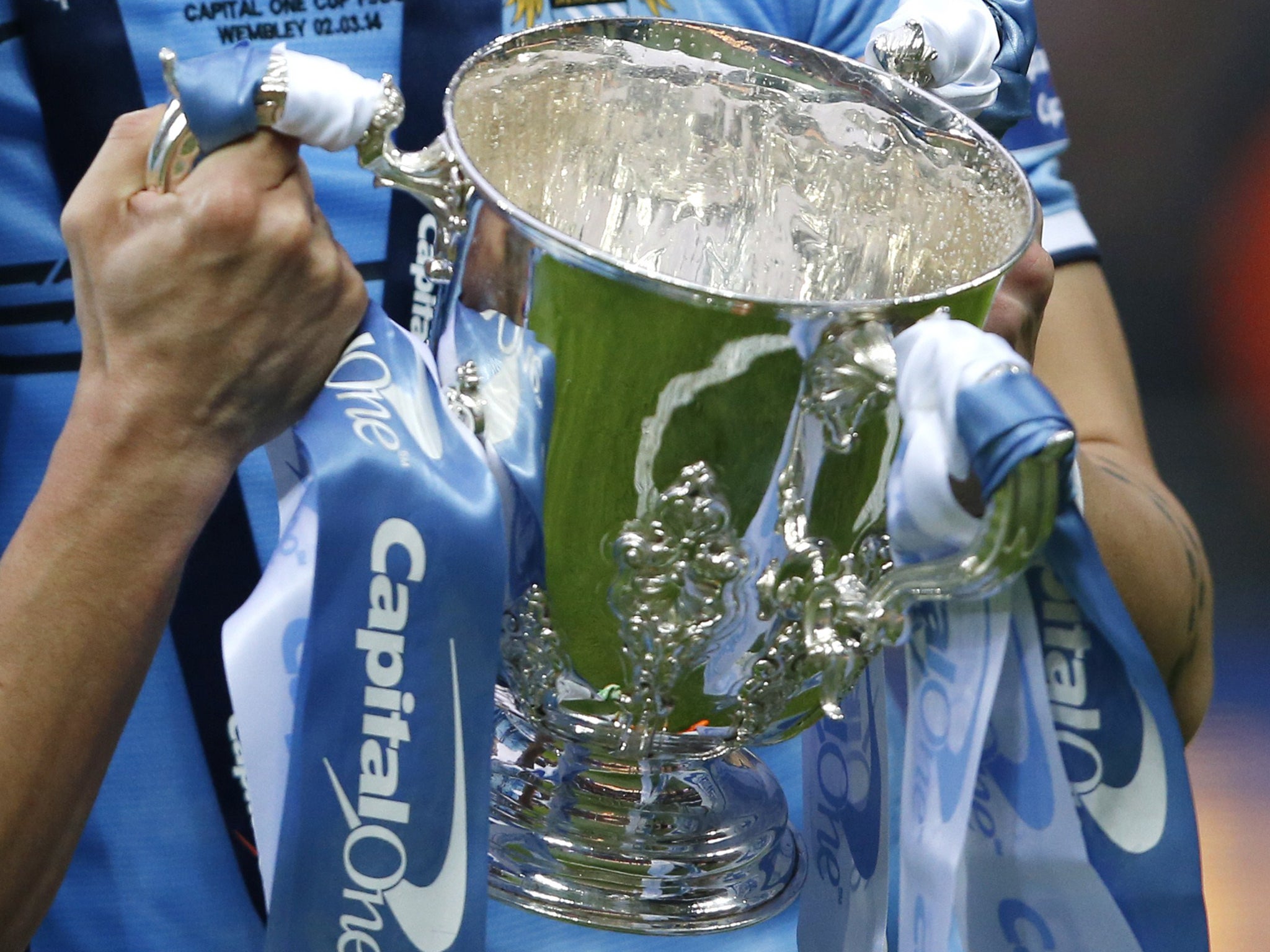 A view of the Capital One Cup trophy