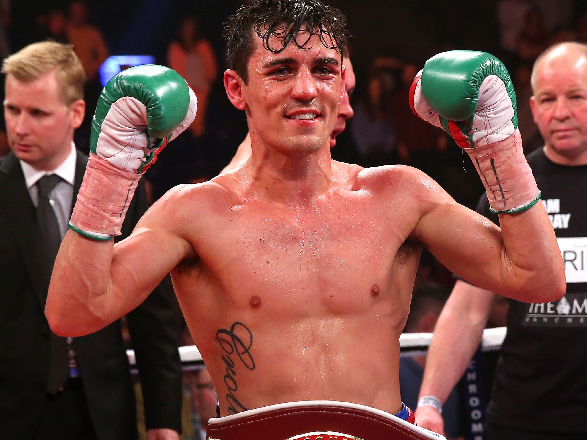 Anthony Crolla celebrates his win over John Murray back in April