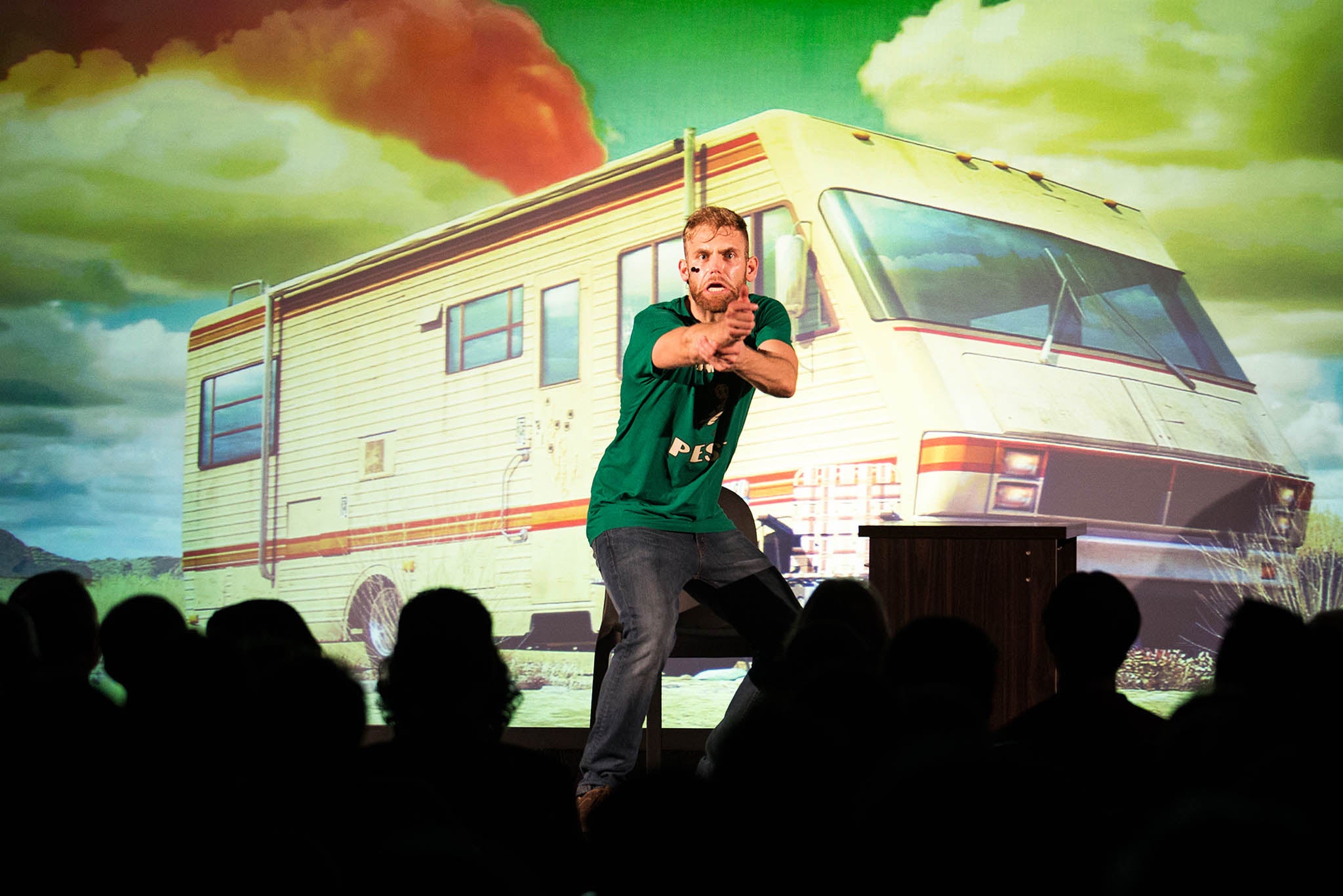 Miles Allen in his show 'One Man Breaking Bad - The Unauthorised Parody'