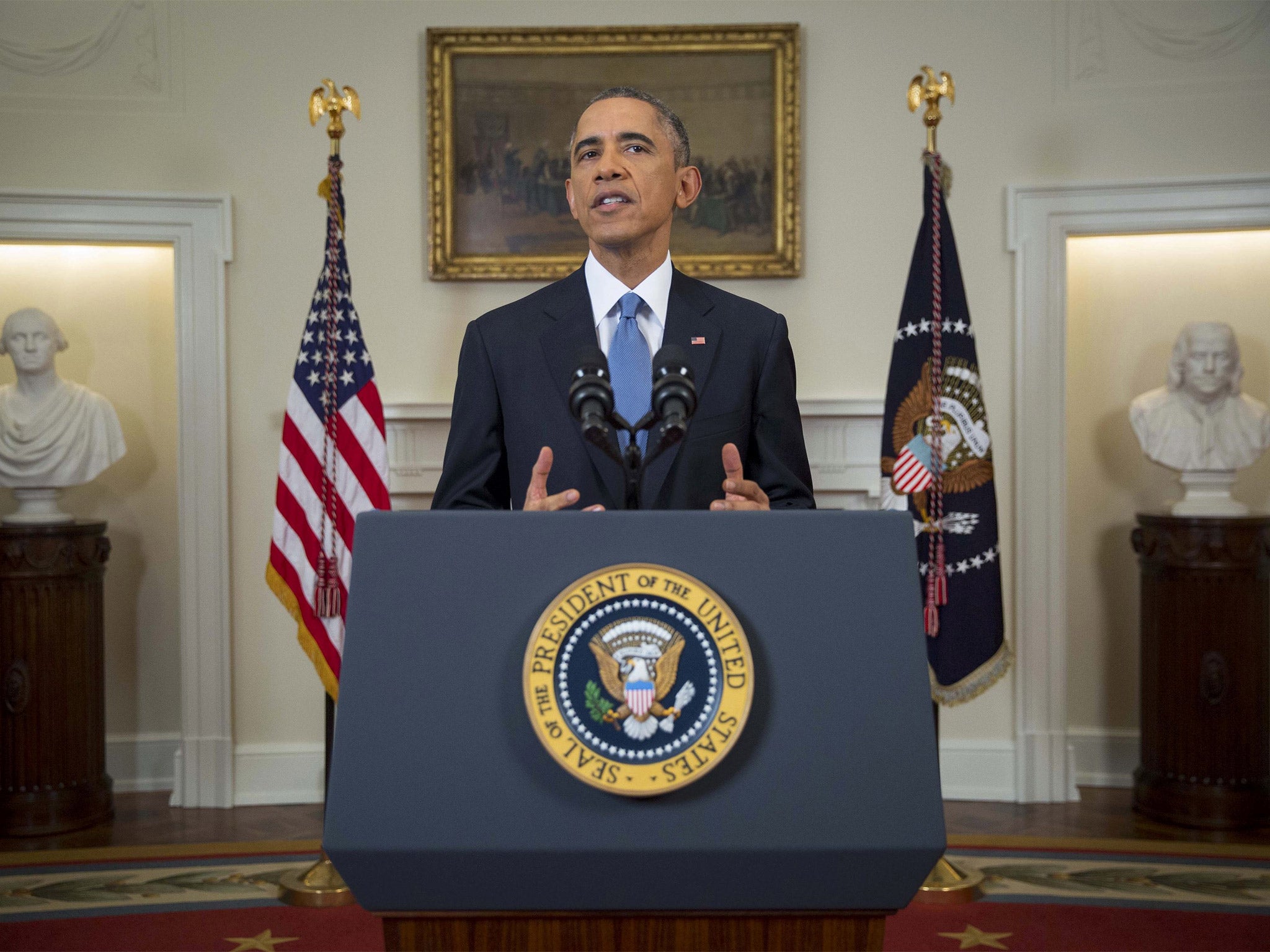 President Obama announcing the shift in policy toward Cuba