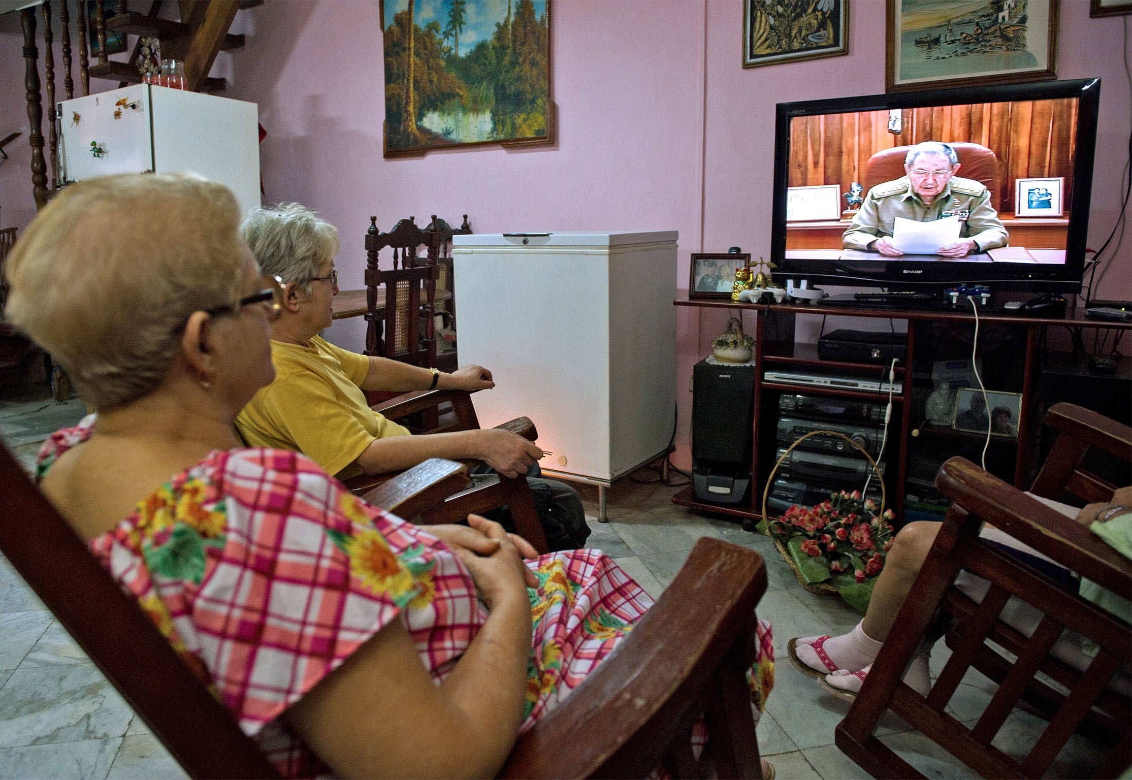 Cuban president Raul Castro addresses his people