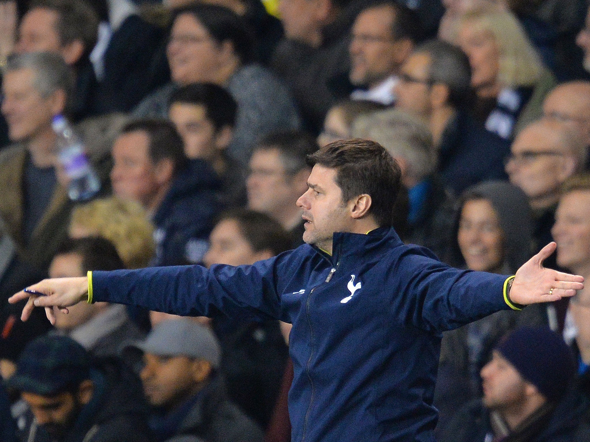 Mauricio Pochettino reacts on the touchline at White Hart Lane on Wednesday night