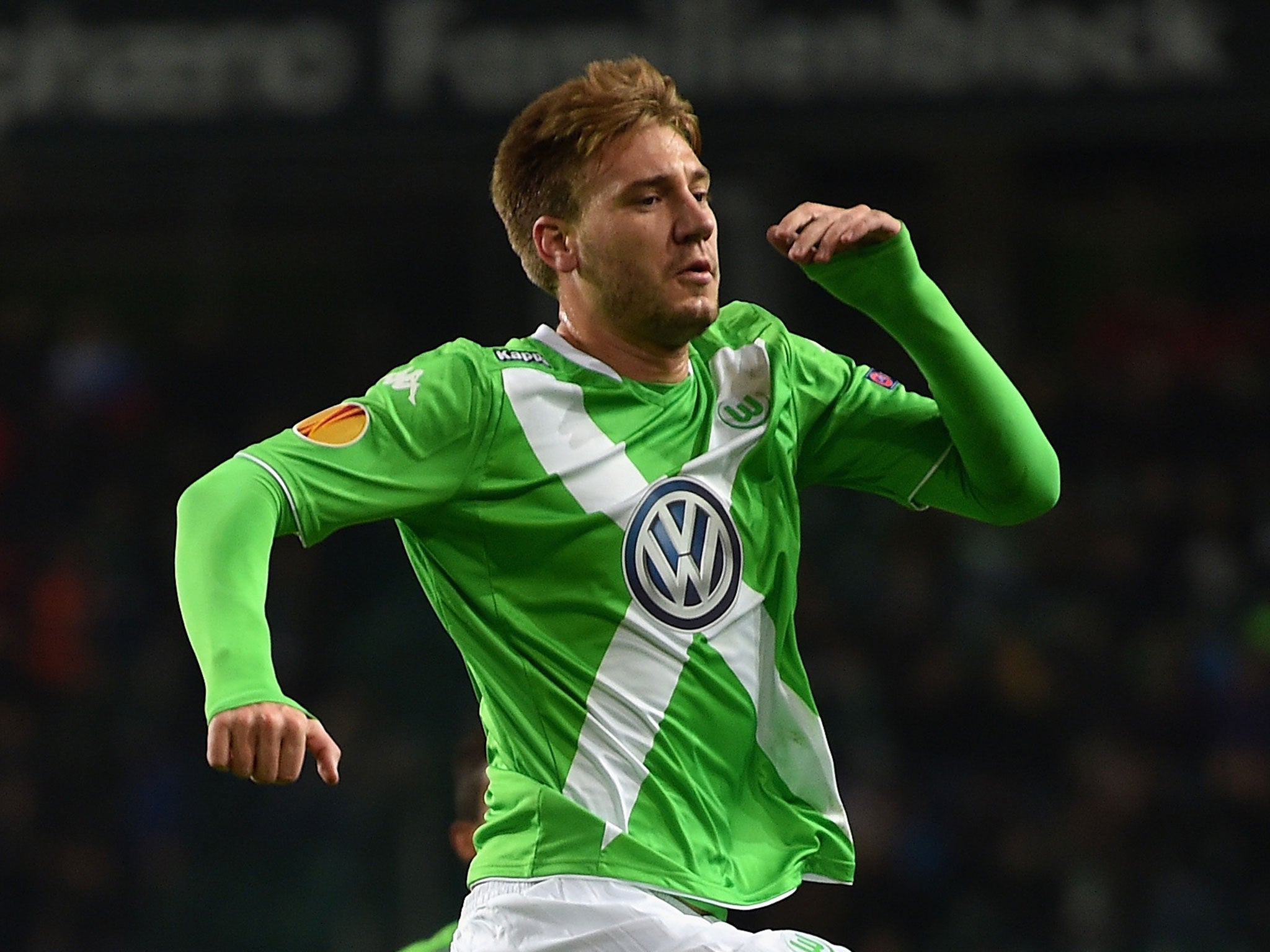 Nicklas Bendtner in action for Wolfsburg