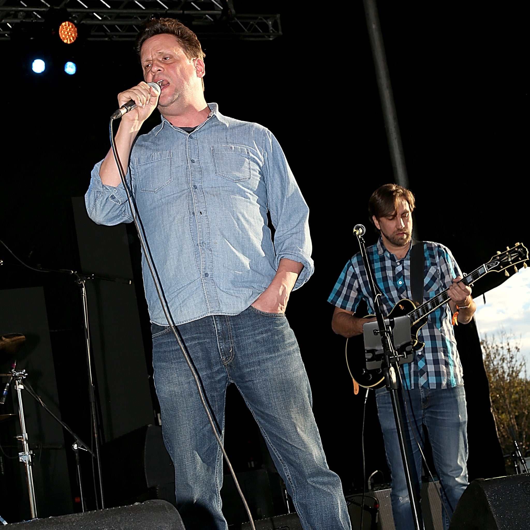 Mark Kozelek (L) of Sun Kil Moon performs during Day 1 of Fun Fun Fun Fest at Auditorium Shores on November 7, 2014 in Austin, Texas.