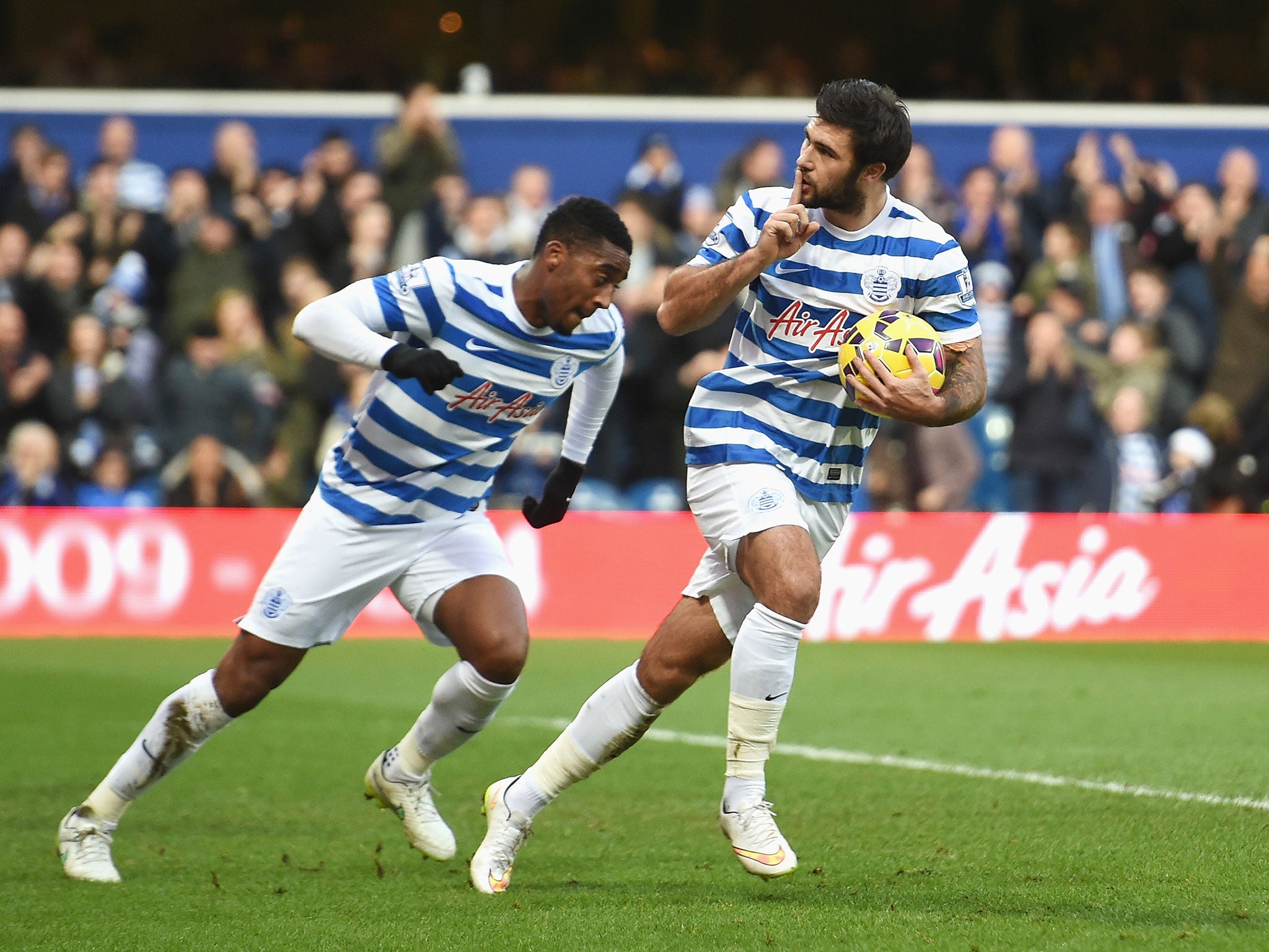 Austin rushes back after scoring his first goal of the game against West Brom