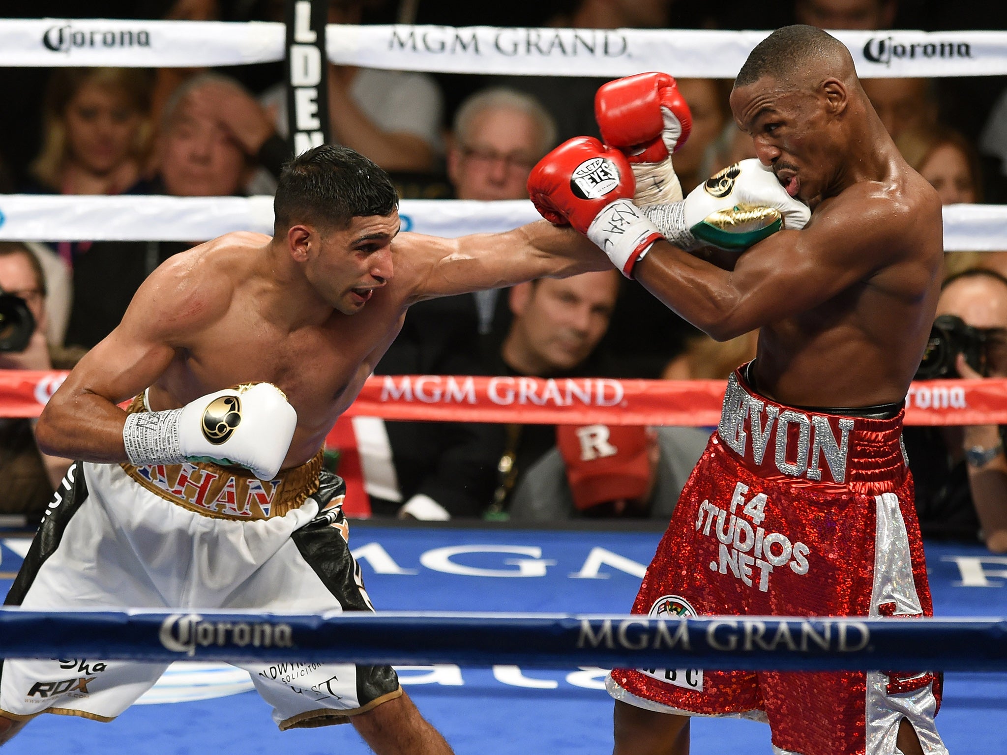 Khan is donating the shorts, valued at £30,000, he wore against Devon Alexander to help rebuild the Peshawar army school