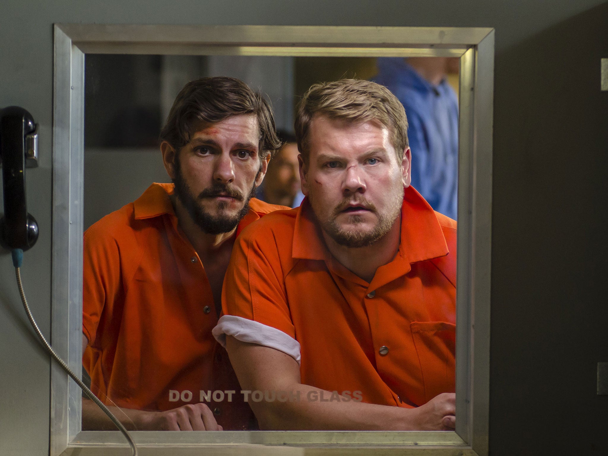 A glass act: Baynton with James Corden in The Wrong Mans