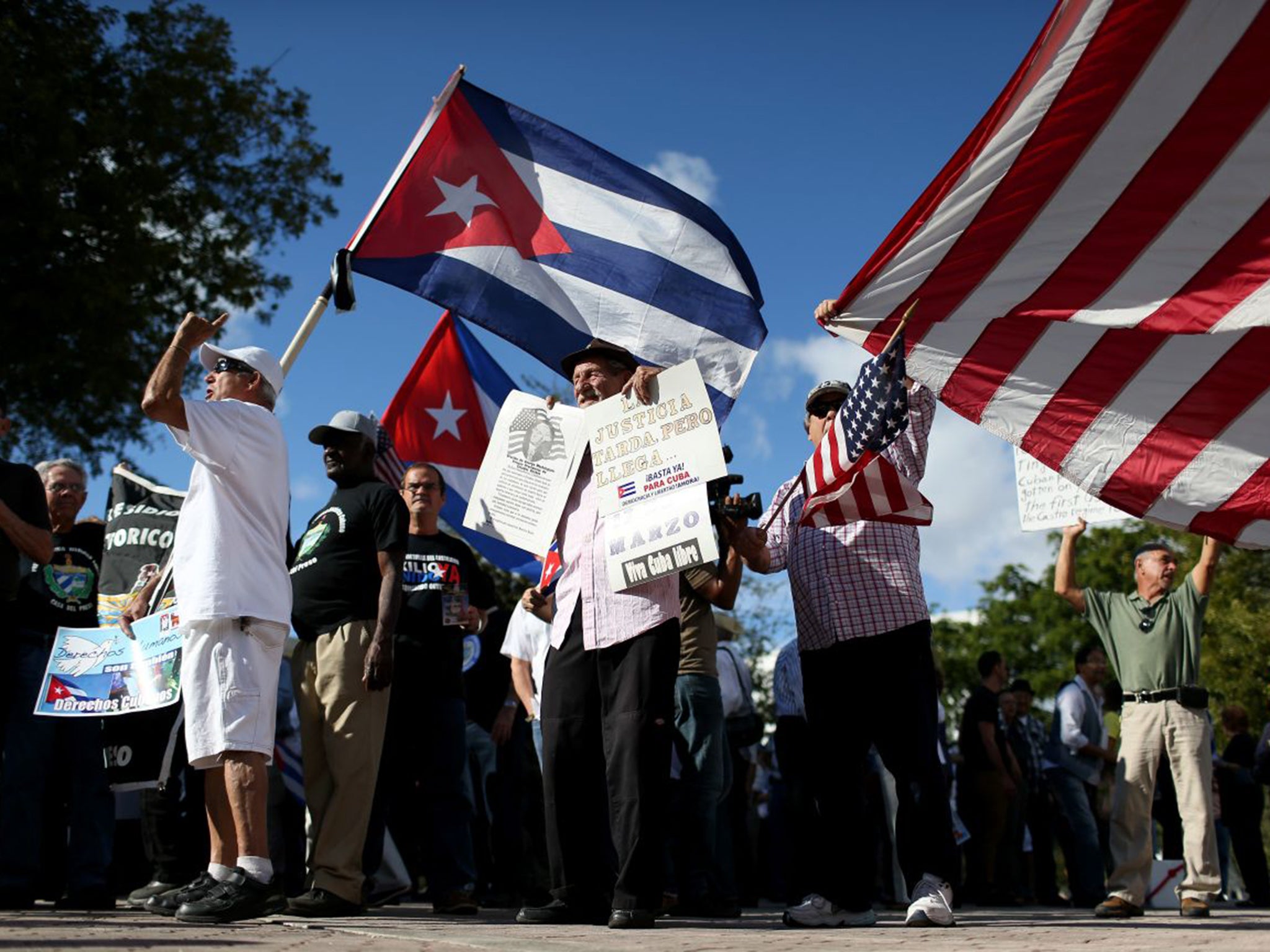 Cuban exiles in Miami protest against President Obama’s move to normalise relations with Raul Castro