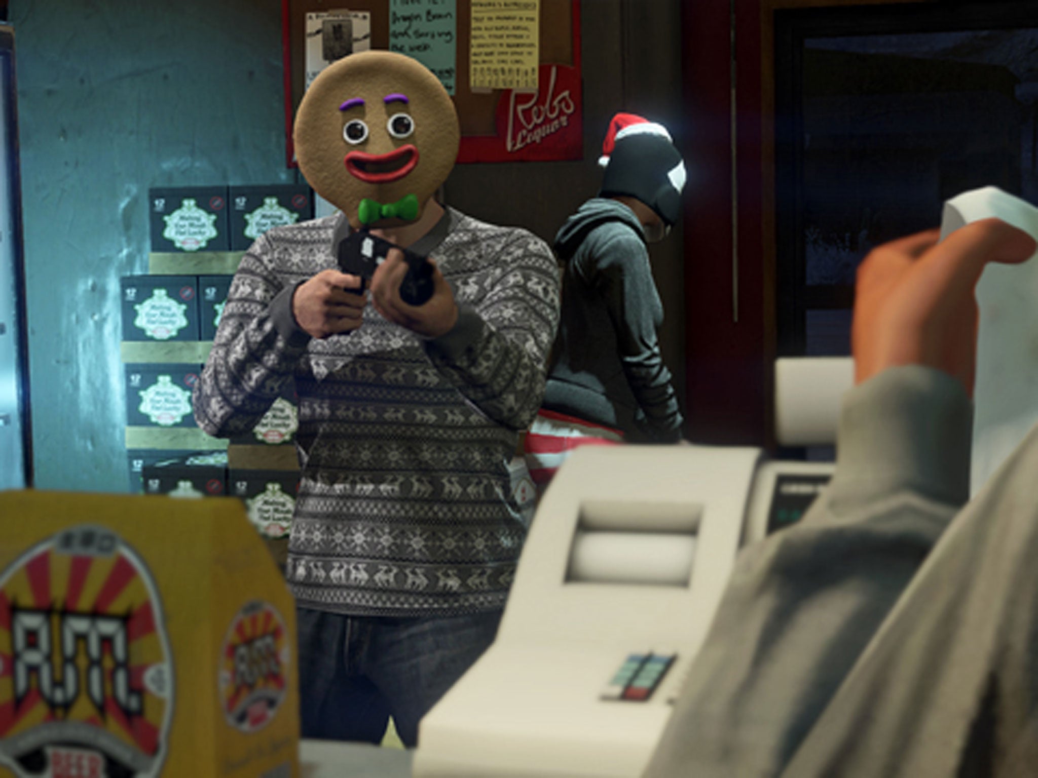 The new masks include a gingerbread man head